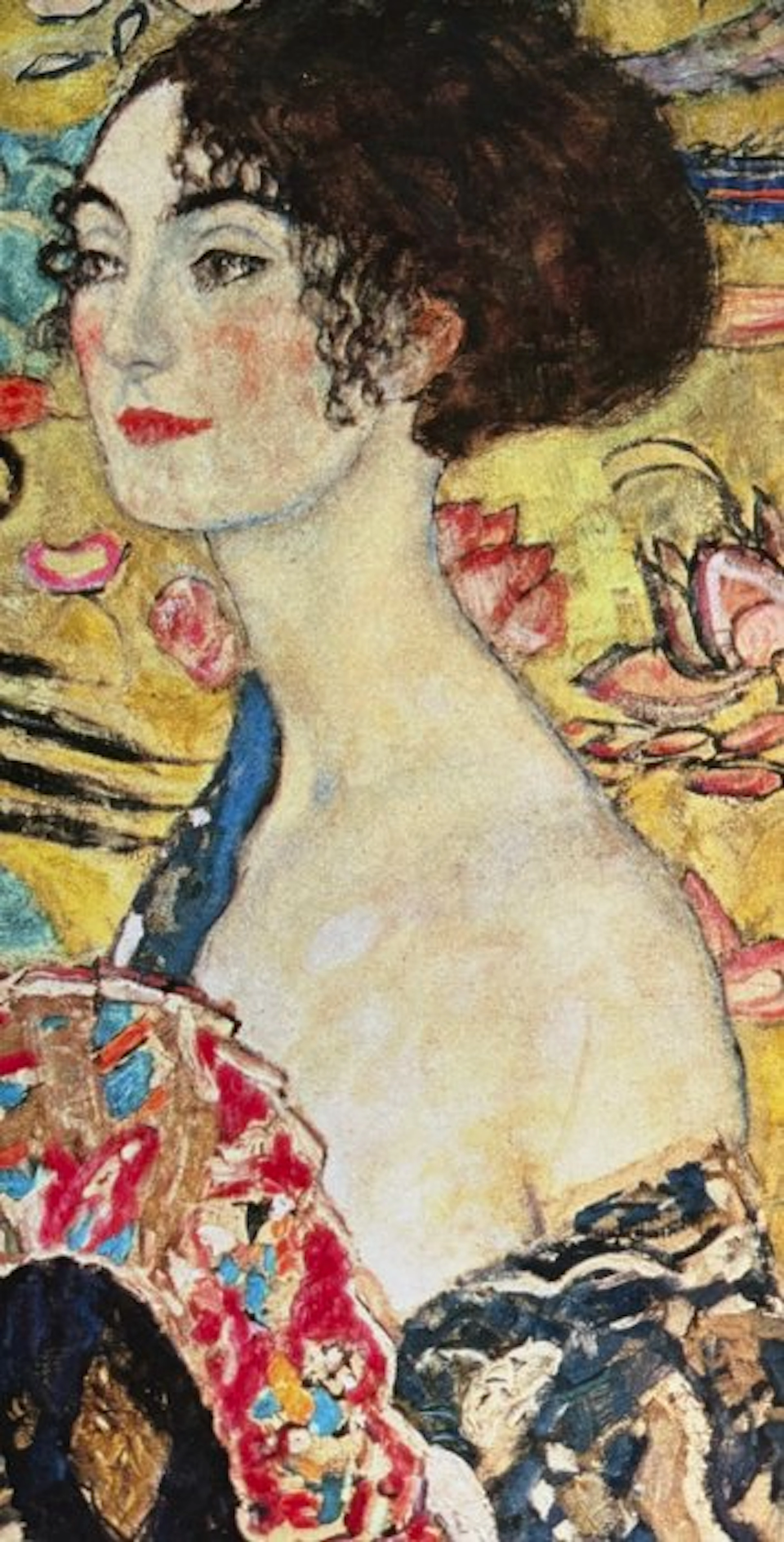 Gustav Klimt (1862-1918) - “Segnora con ventaglio 1917”. - 50 x 20 cm.
