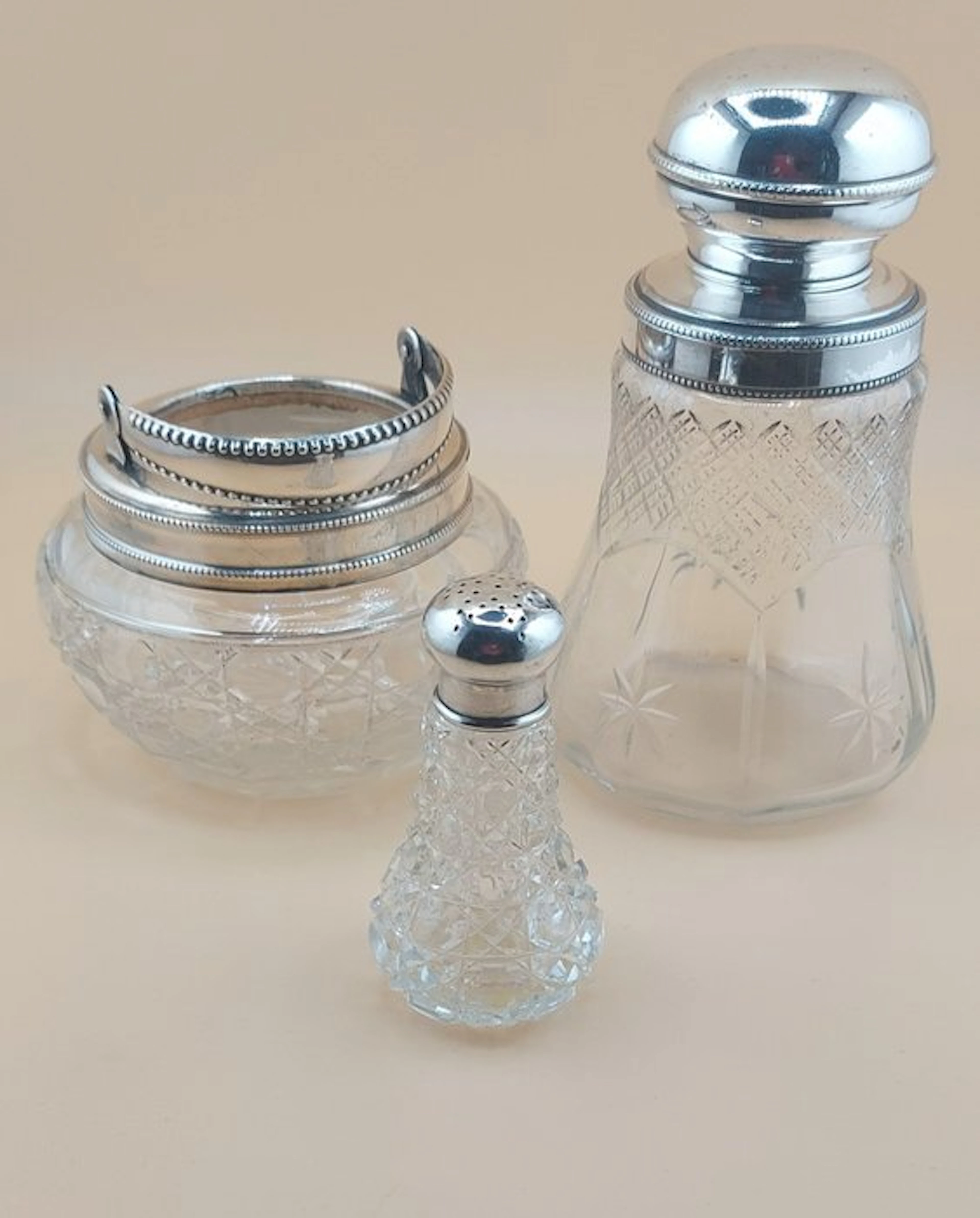 Antique Toilet set (3) - .925 silver