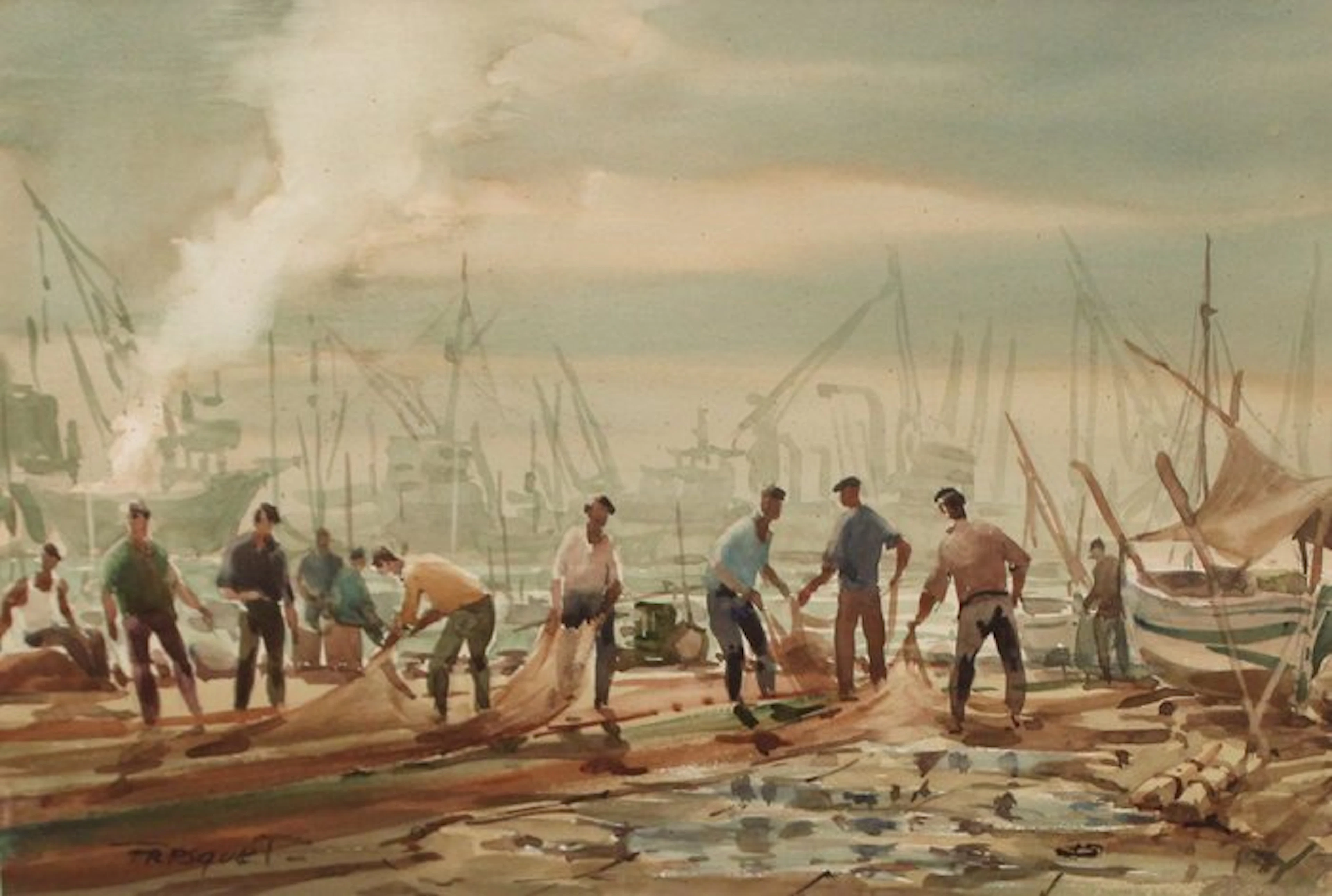 Guillem Fresquet Bardina (1914-1991) - Escena de pescadores