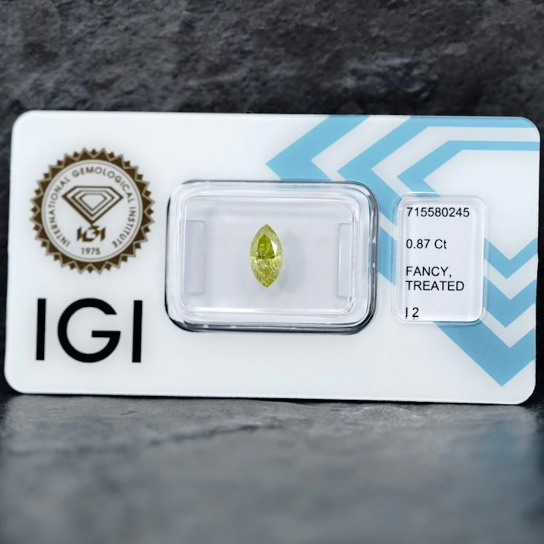 1 pcs Diamond (Colour-treated) - 0.87 ct - Marquise...