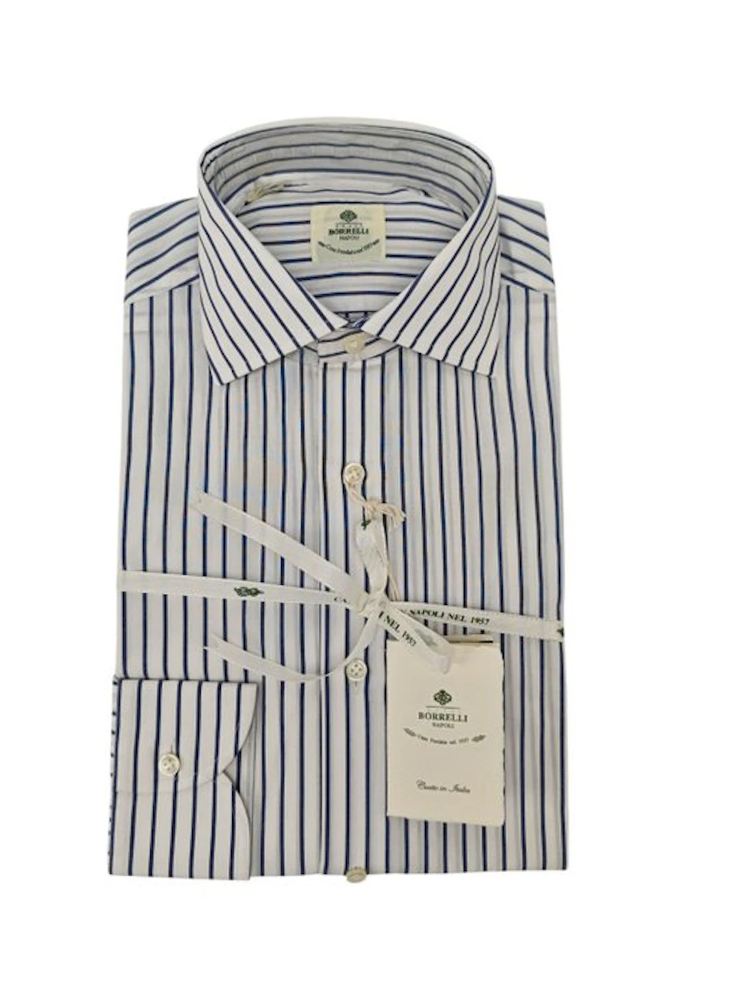 LUIGI BORRELLI NAPOLI - Size 14.5 - 37 (S) - Shirt Blue...