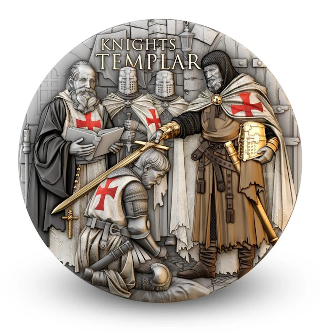 Niue. 5 Dollars 2026 Knights Templar 2 Oz, (.999)