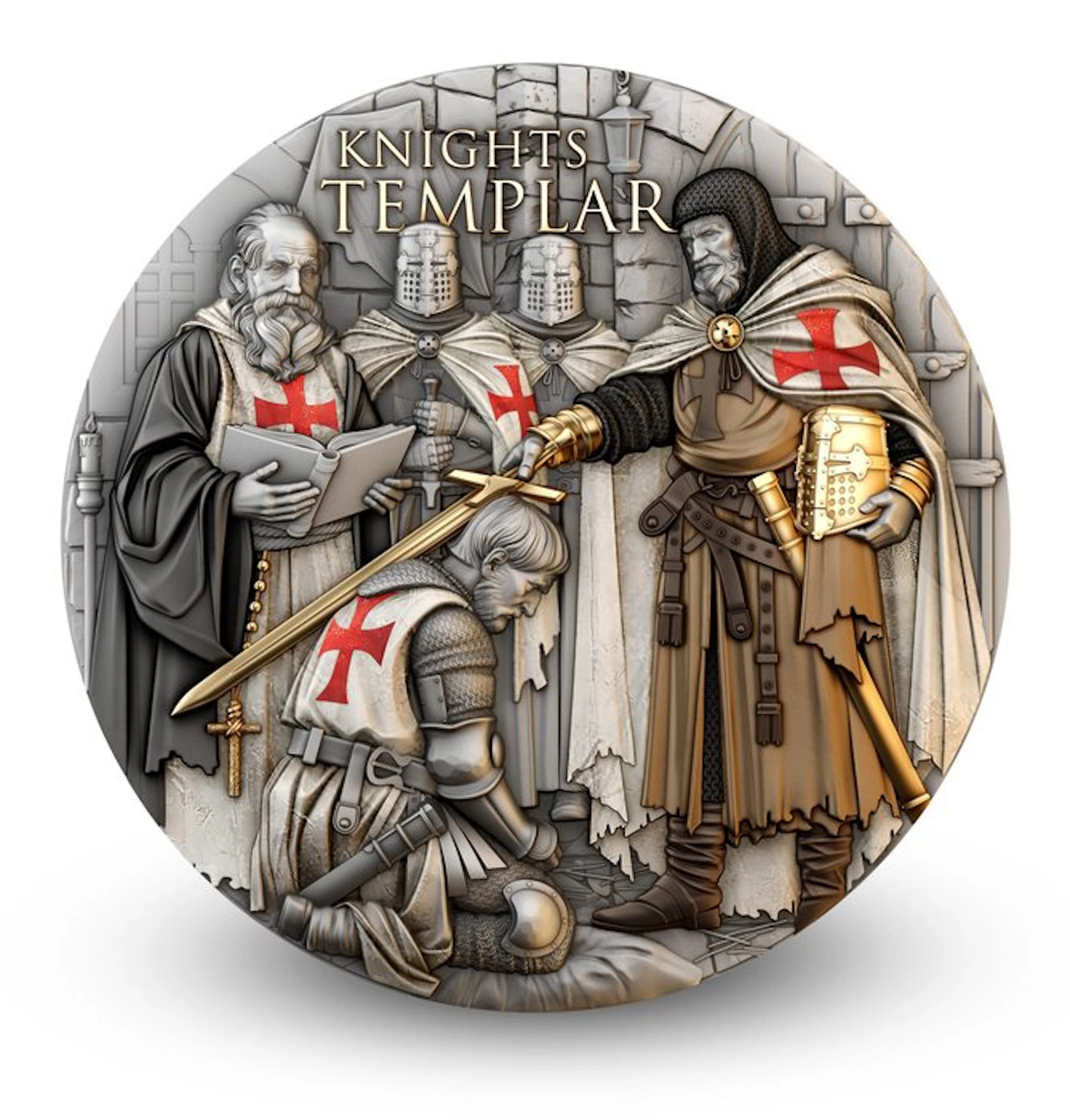 Niue. 5 Dollars 2026 Knights Templar 2 Oz, (.999)