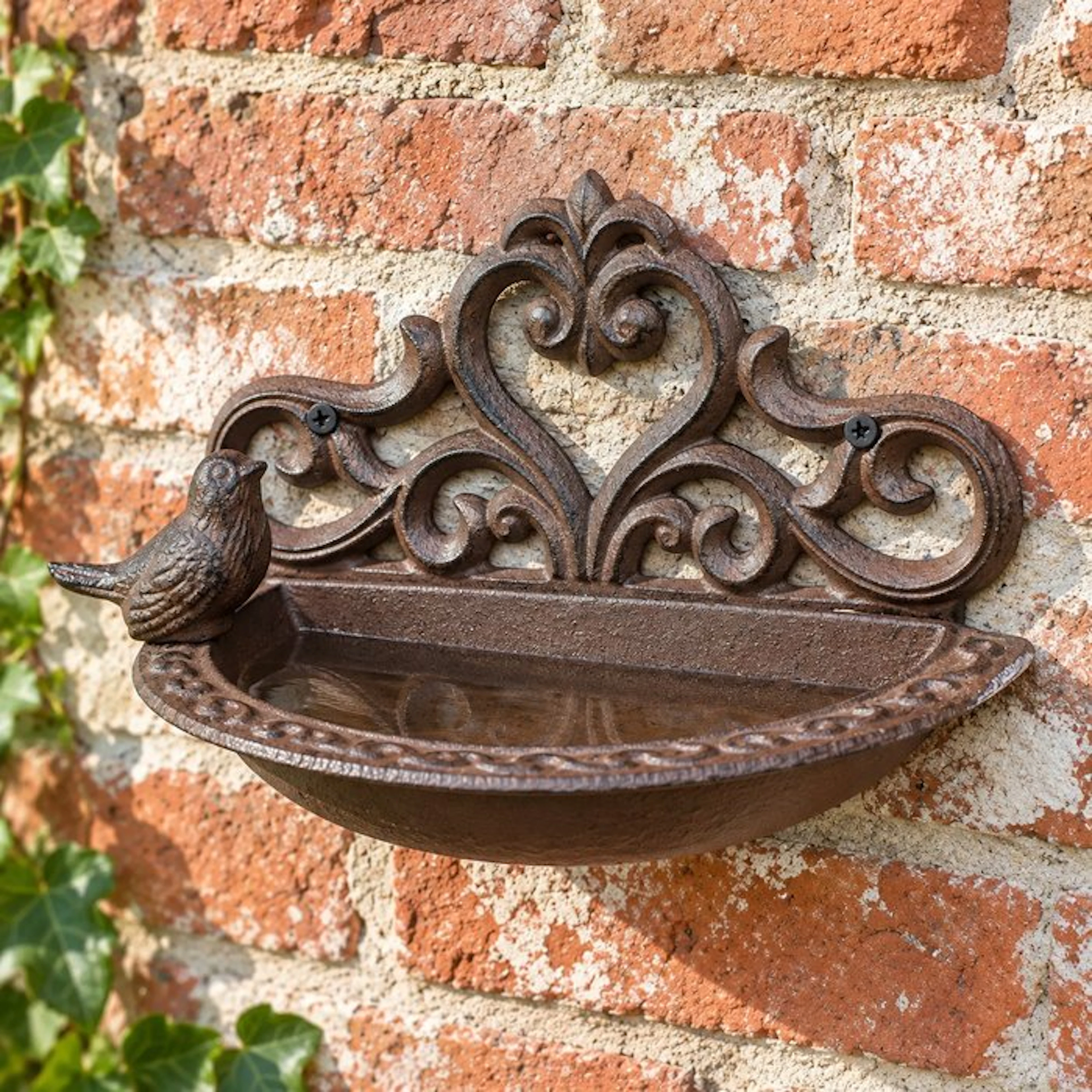 Decorative ornament - Cast-iron wall bird feeder / bird...