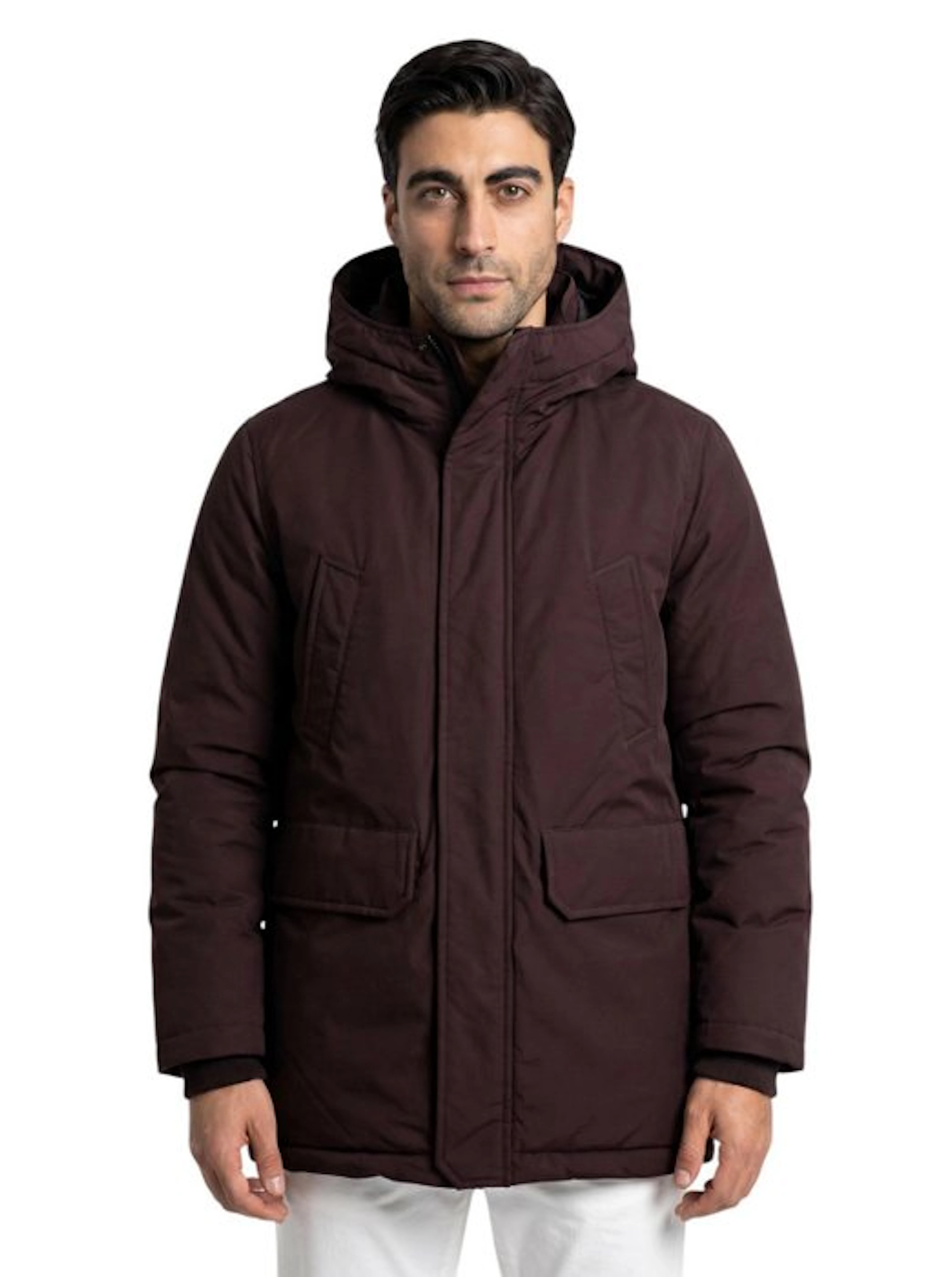ISAIA - 48 IT - Burgundy Puffer Coat Jacket Techno Wool...