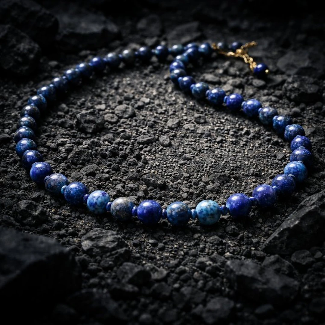 Silver - Necklace - Natural lapis lazuli