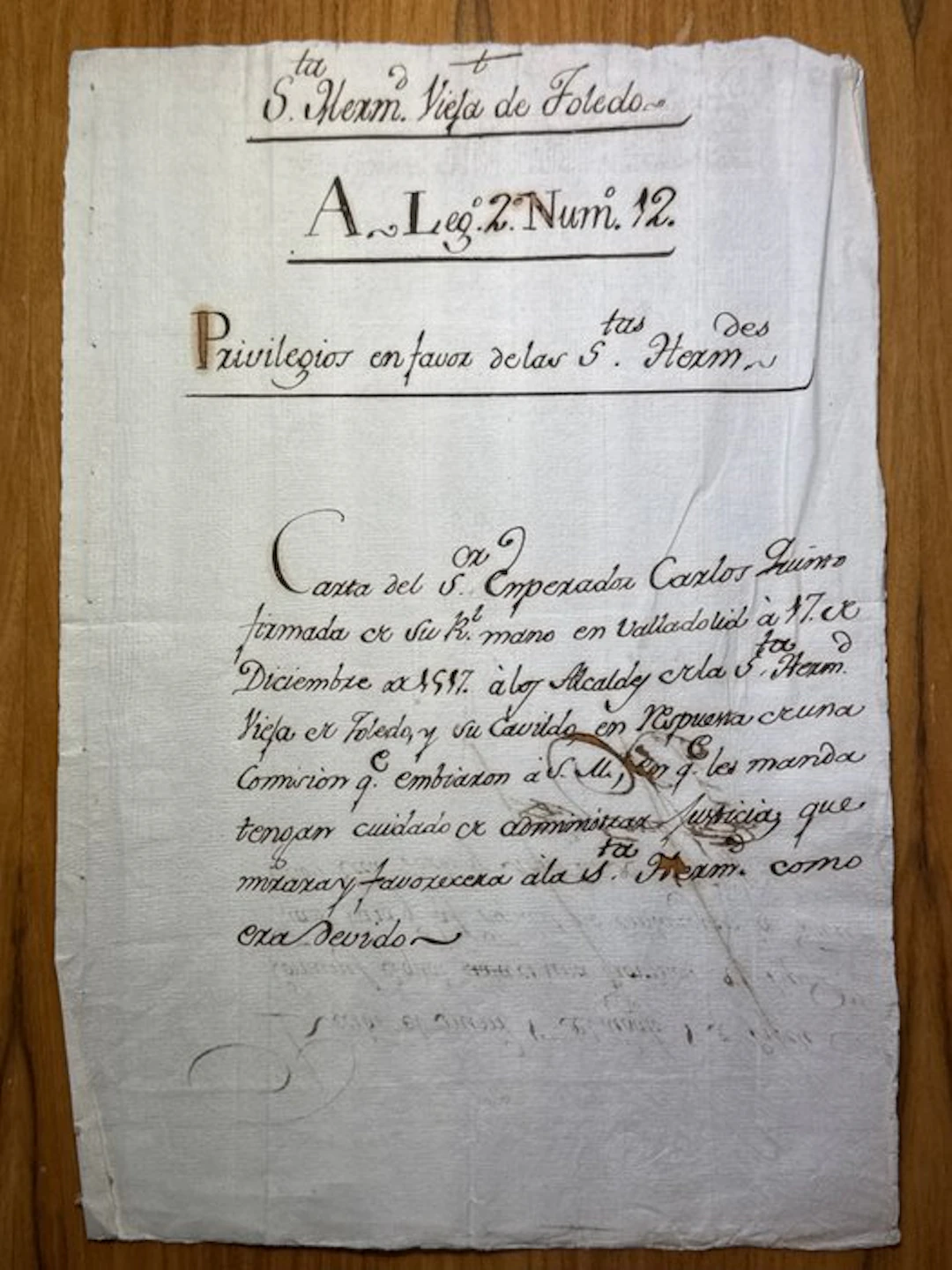 Spanish Royal archiv of Toledo - Archival Cover Sheet of...