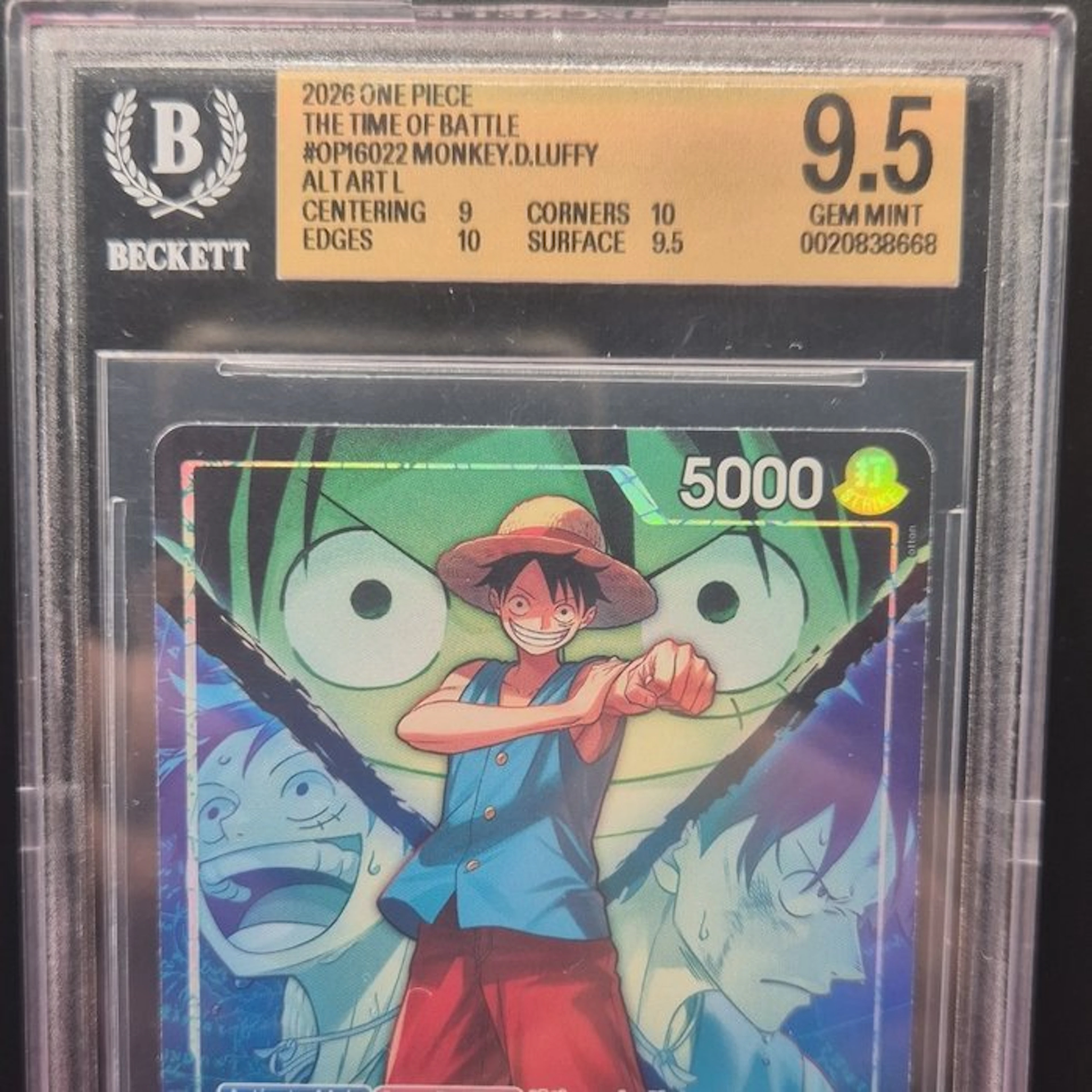 Bandai - 1 Graded card - One Piece - Monkey D. Luffy Alternate art