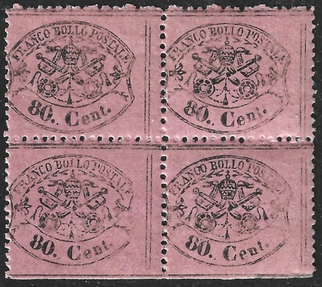 Italian Ancient States - Papal State 1868 - 80c Color Studio - Sassone 30