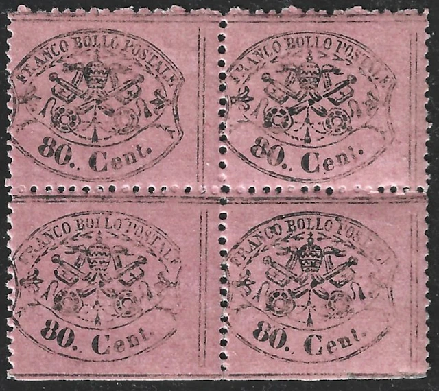 Italian Ancient States - Papal State 1868 - 80c Color Studio - Sassone 30