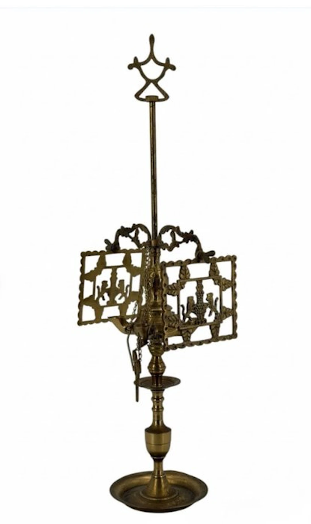 Late Baroque Bronze oil lamp - 70 cm