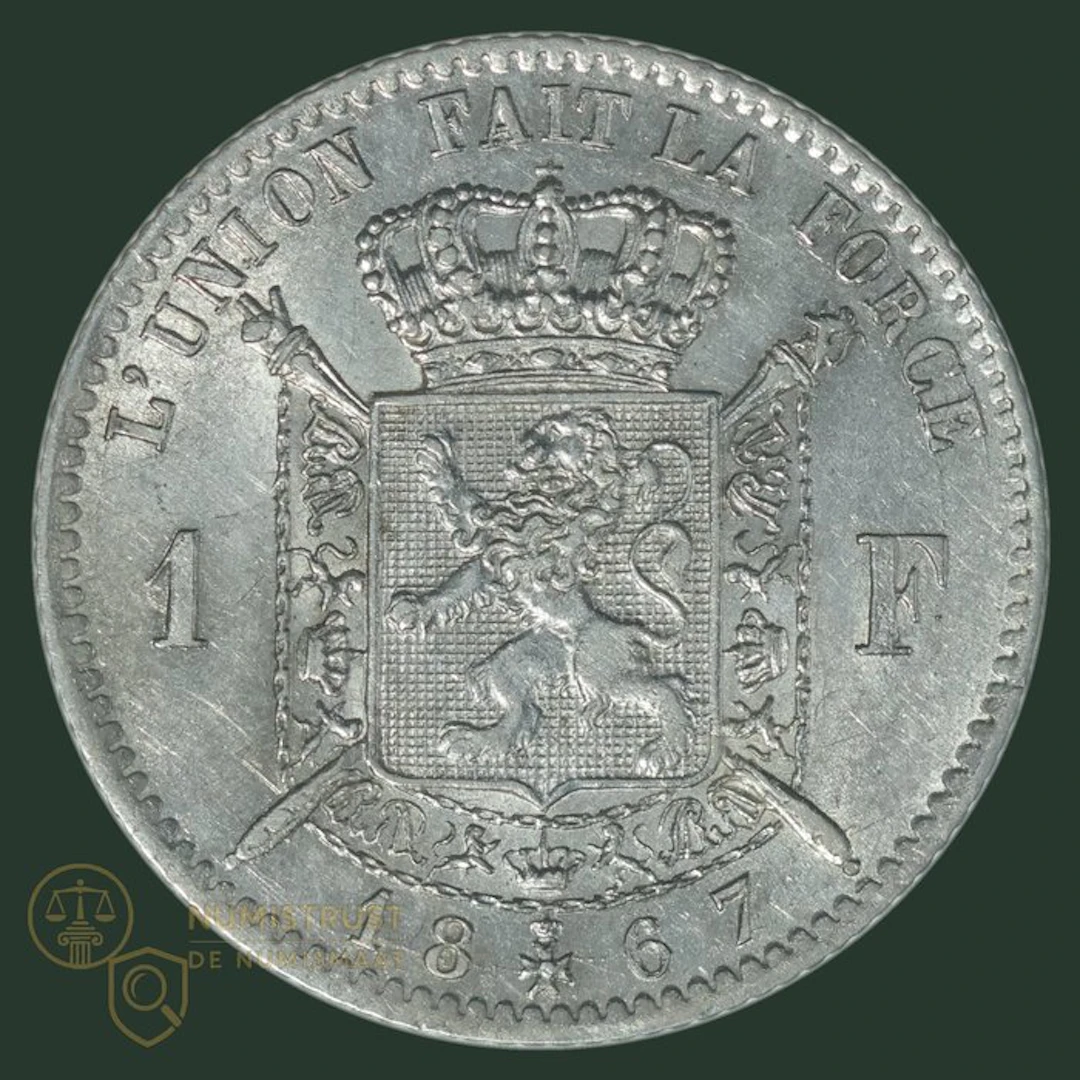 Belgium. Leopold II. 1 Franc 1867 (Fr.) KWALITEIT (No reserve price)