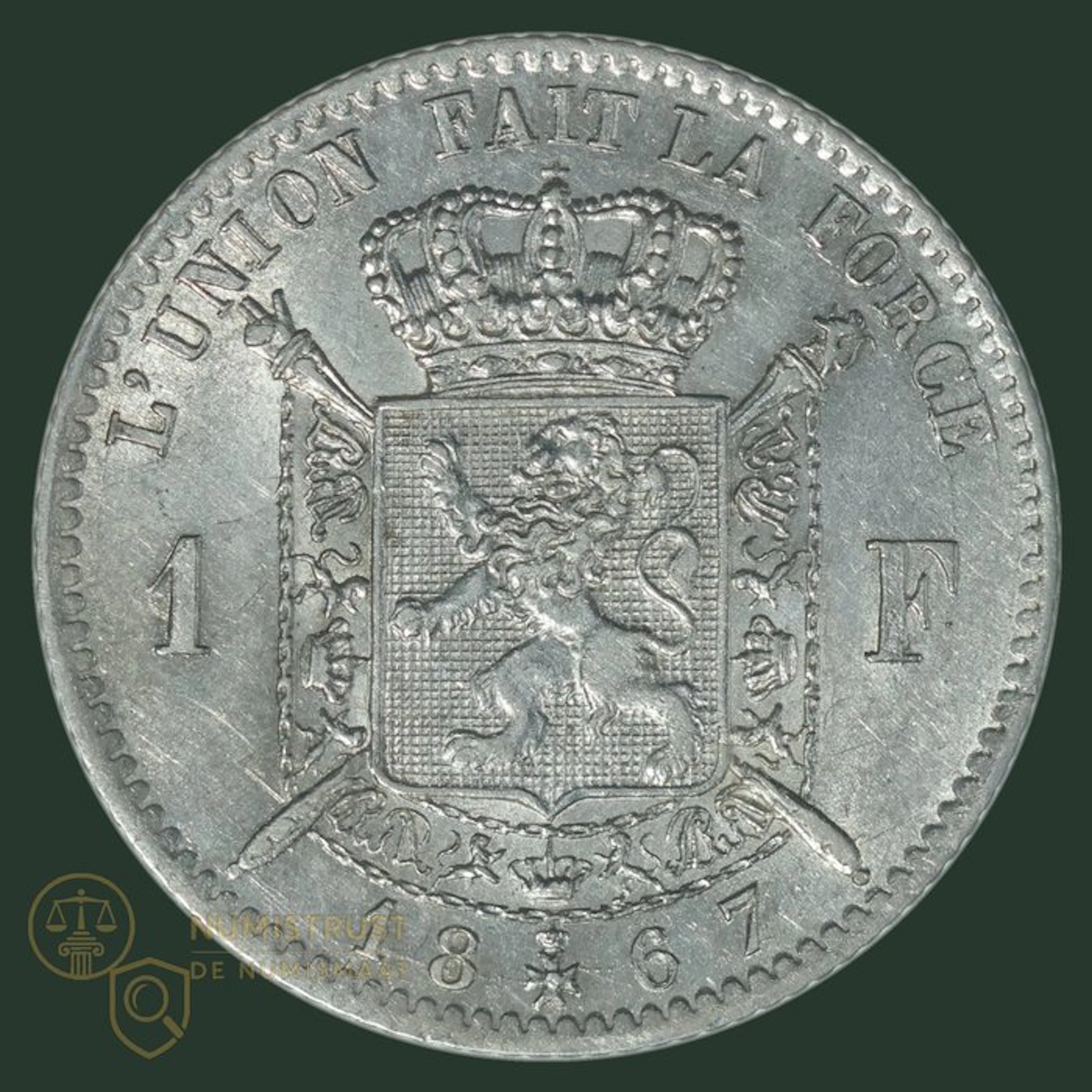 Belgium. Leopold II. 1 Franc 1867 (Fr.) KWALITEIT (No reserve price)