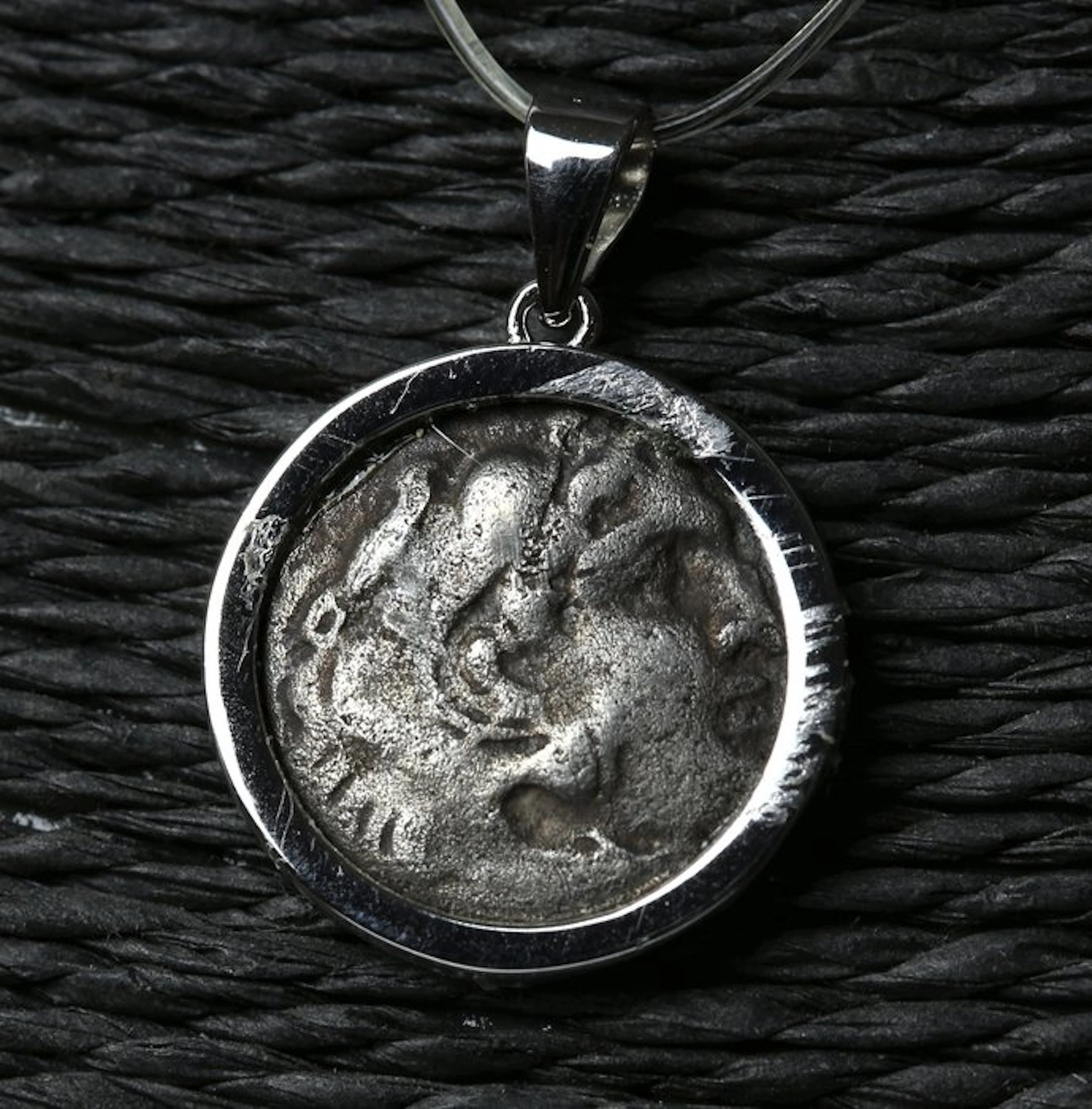 Modern Silver Pendant with Ancient Greek Alexander the...