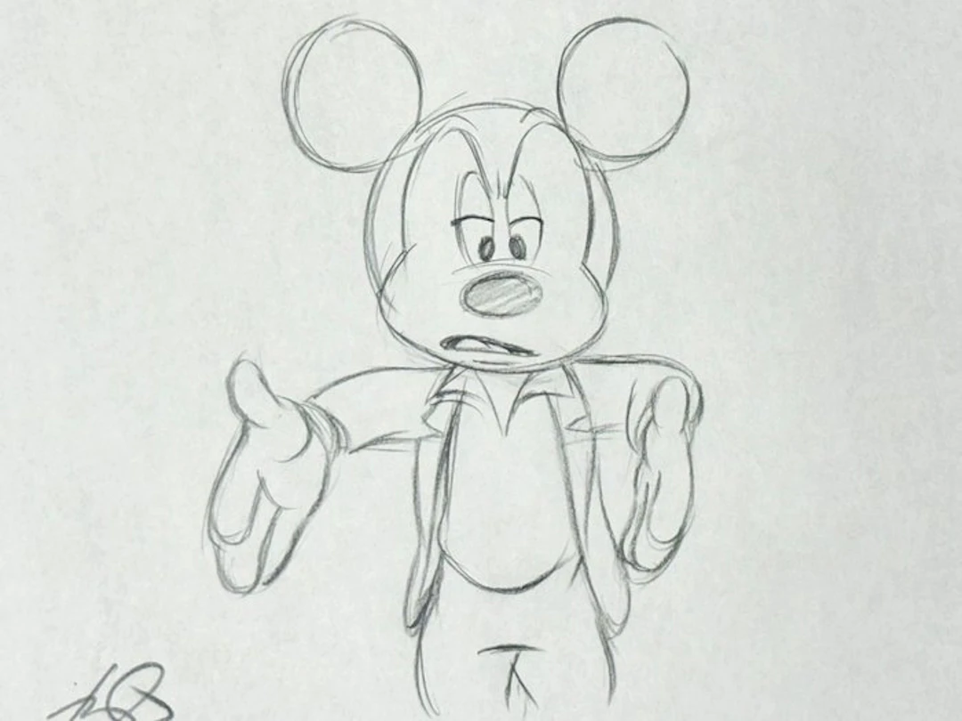 Walt Disney - Original Animation Drawing of Mickey Mouse - House of