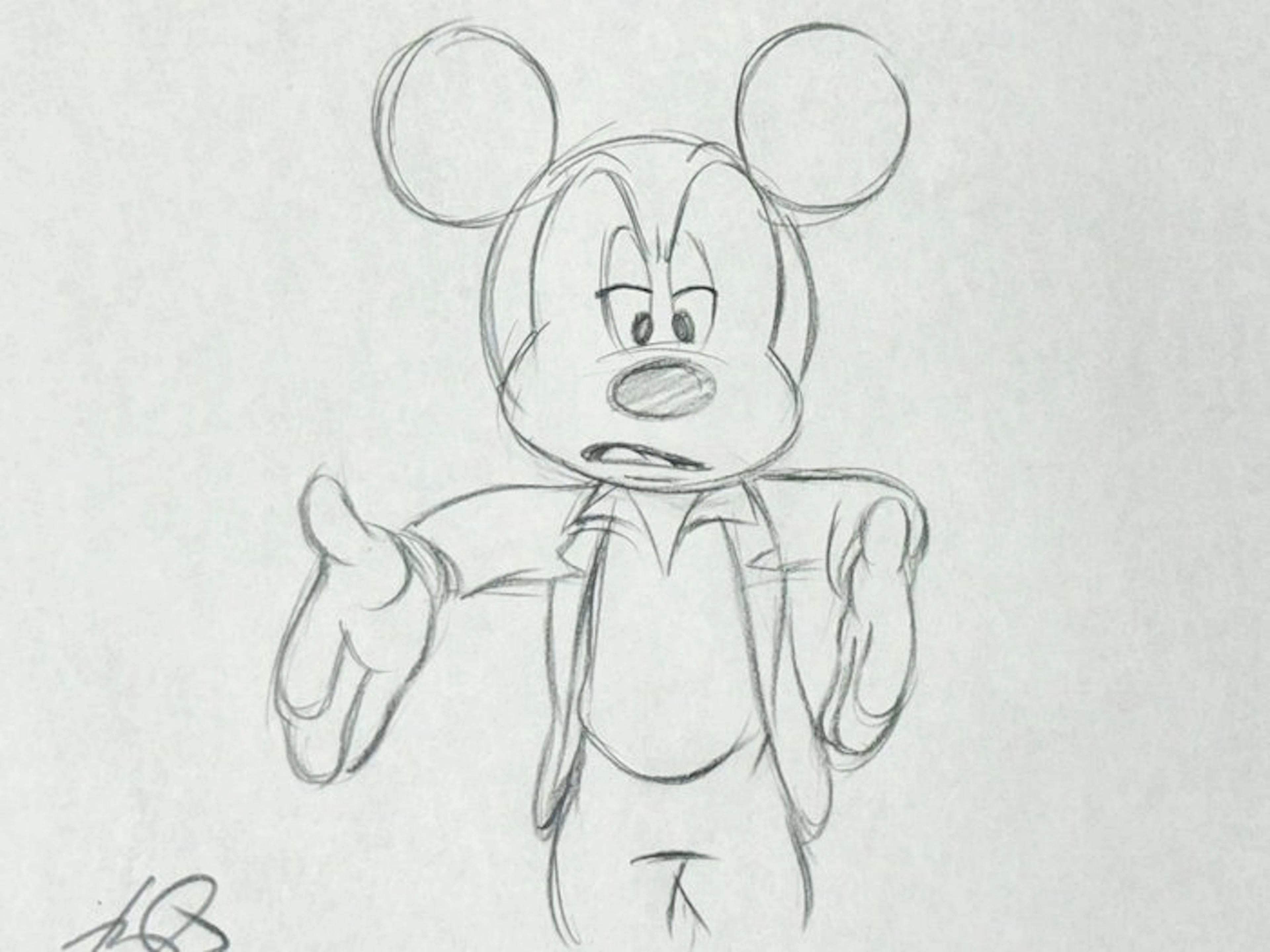 Walt Disney - Original Animation Drawing of Mickey Mouse - House of
