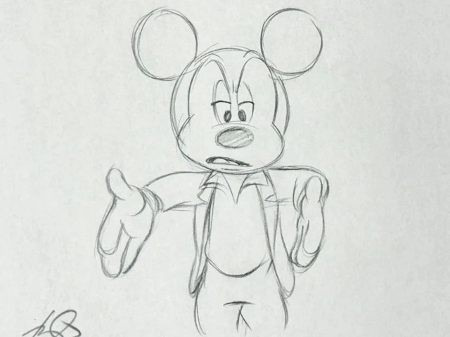 Walt Disney - Original Animation Drawing of Mickey Mouse - House of