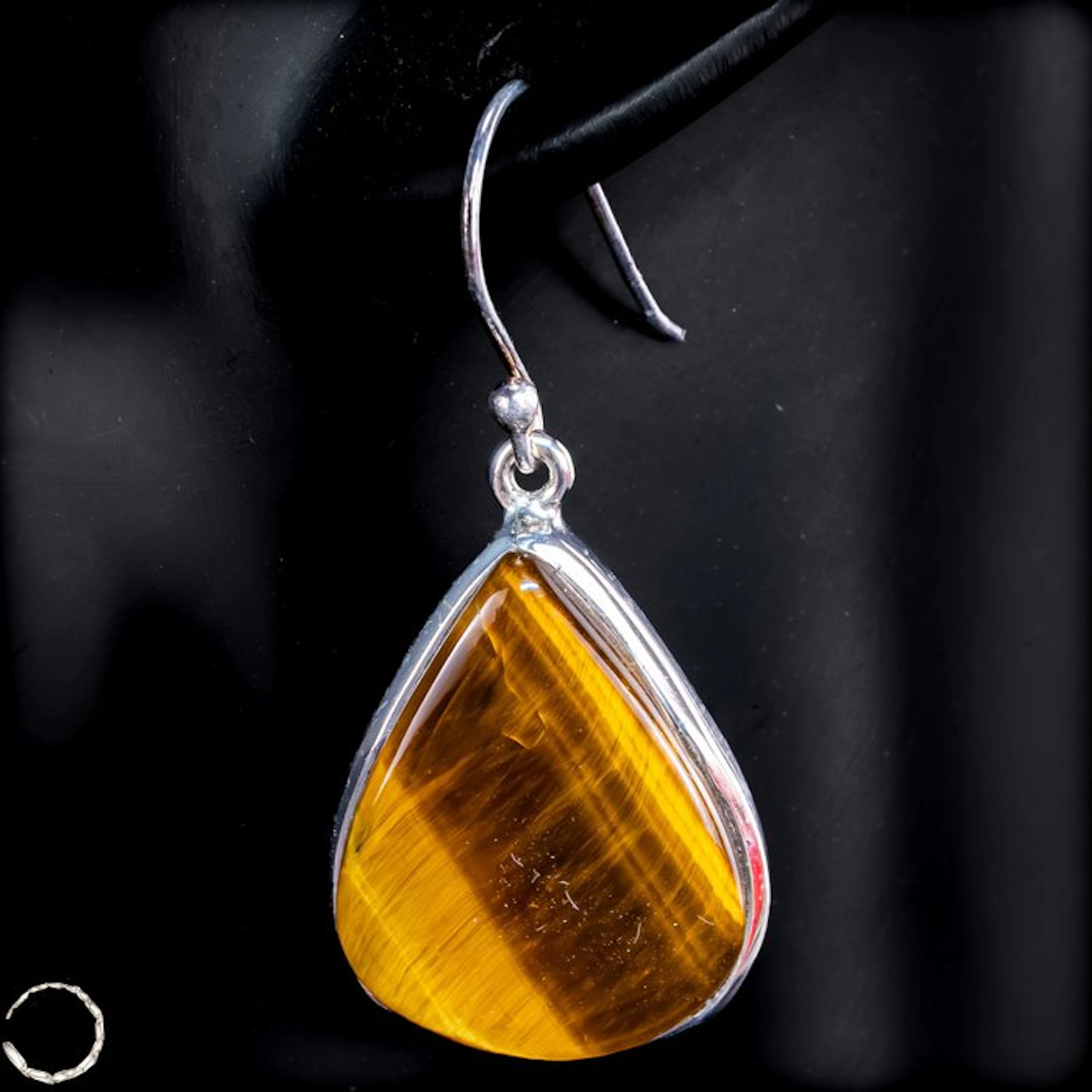 Natural tiger's eye earrings made of 925 sterling silver...