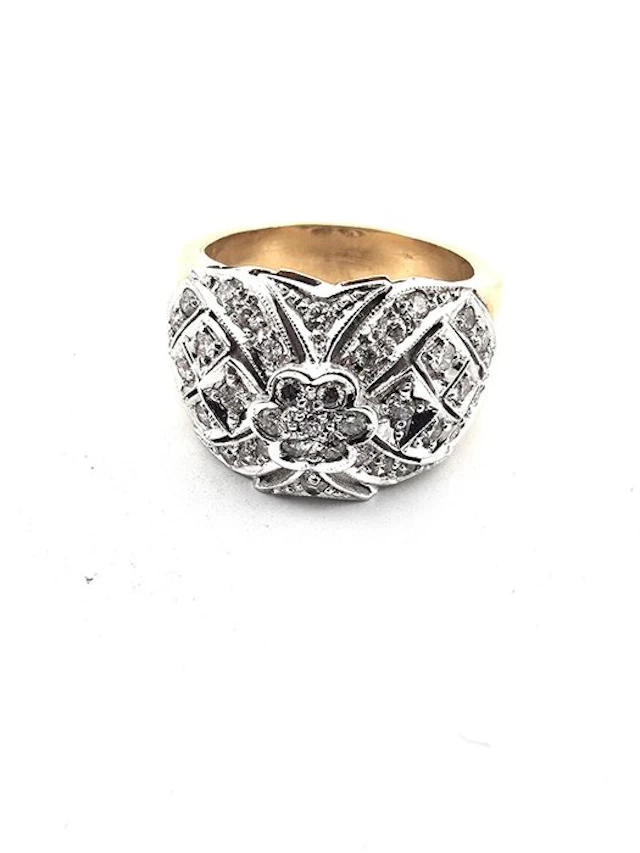 Ring - 18 kt. Yellow gold, White gold - 1.00ct. tw. Diamond (Natural)