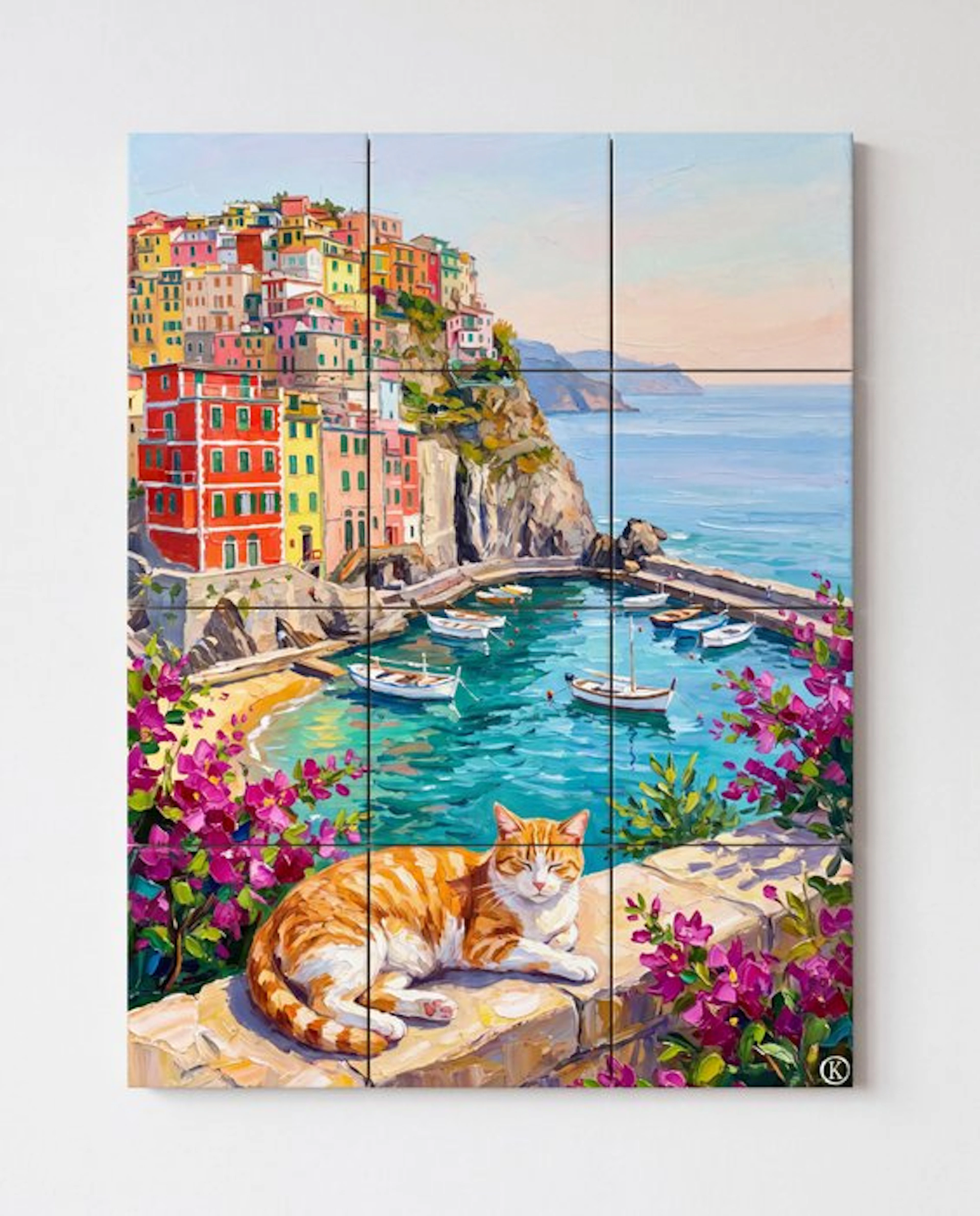 Kleury.art - XL Ceramic Tiles Composition- "Sunbath at Manarola”