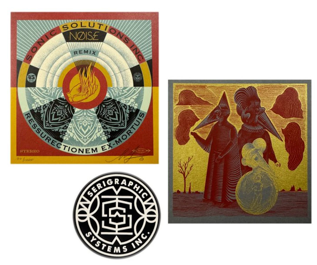 Signed; Shepard Fairey (1970) + Tony Aguero (1977)...