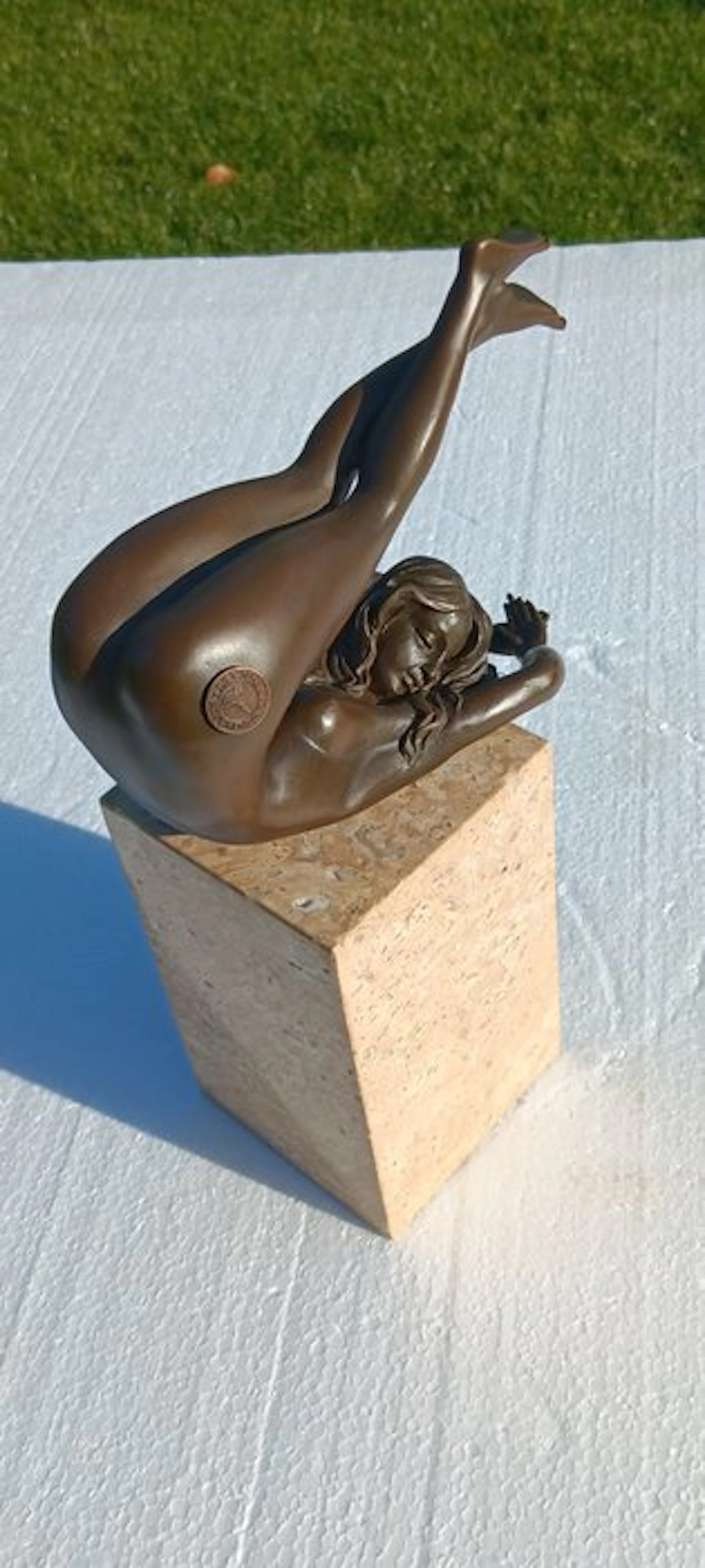 Sculpture, vrouwelijke gymnaste - 23 cm - bronze marble