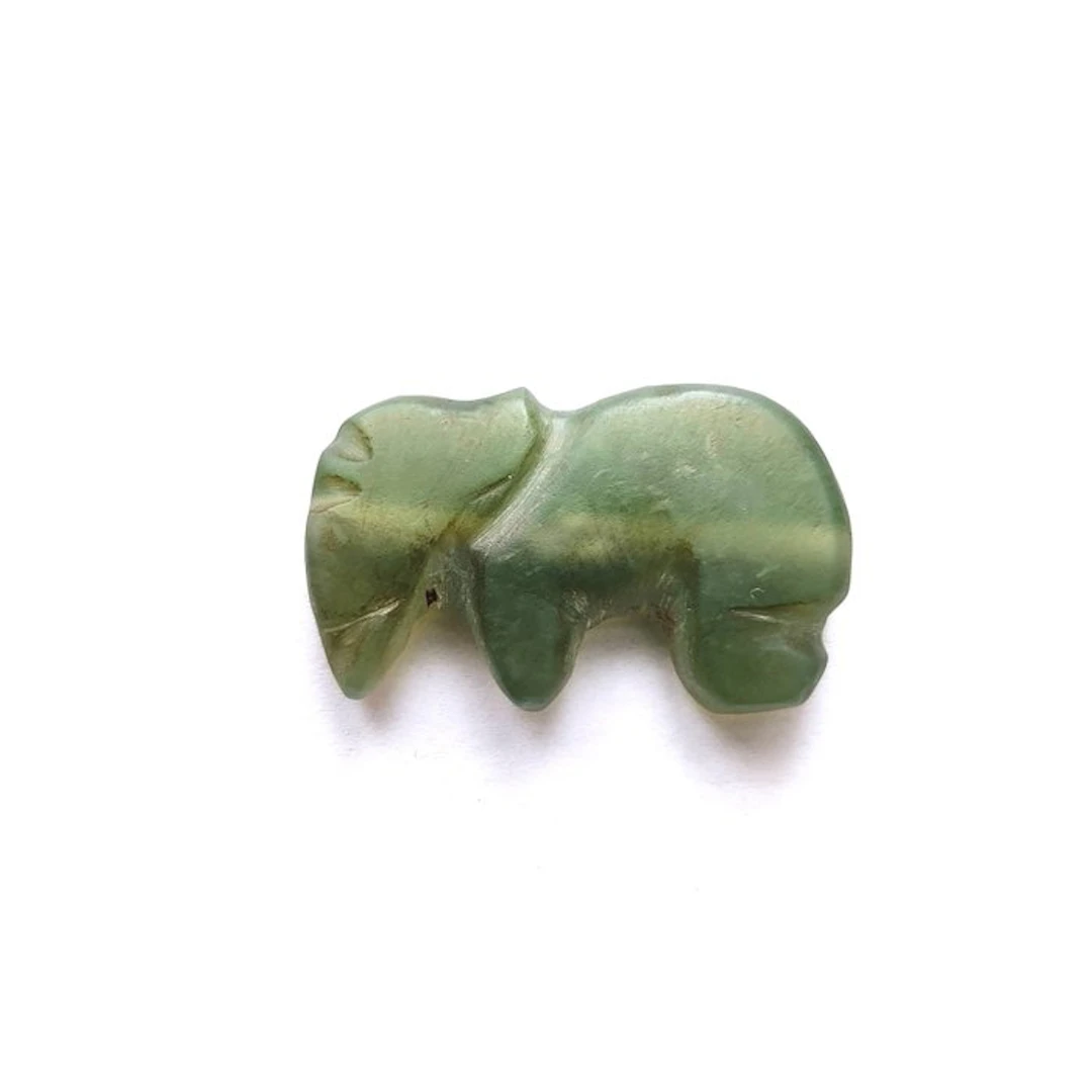Indus Valley Aventurine Quartz Elephant Bead Talisman - 31 mm