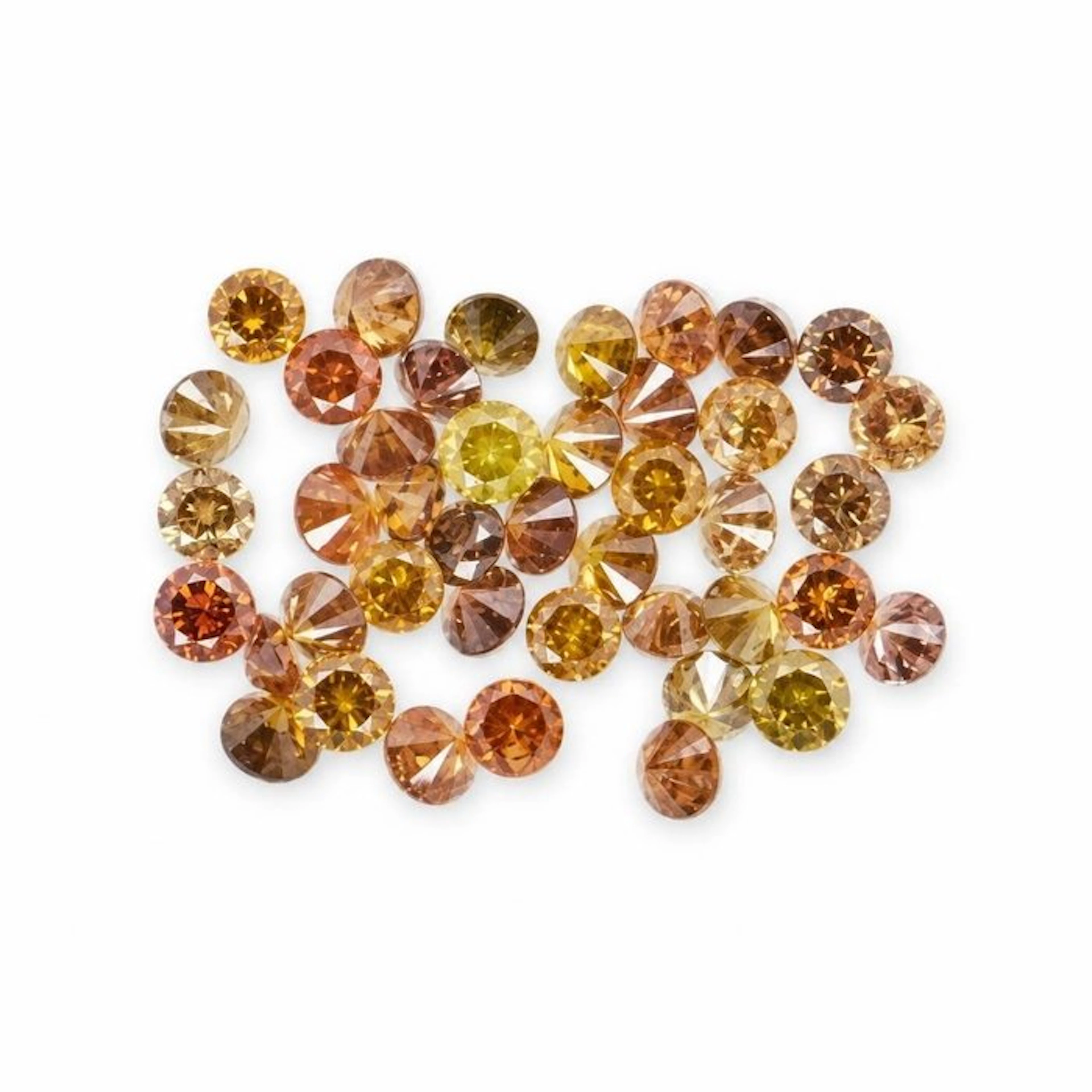 No reserve price - 42 pcs Diamond (Natural coloured) - 0.98 ct - Round - Fancy