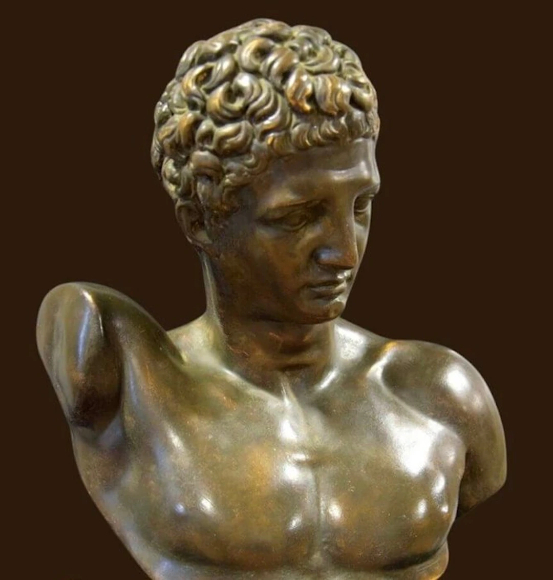Marble sculpted, patinated in bronze Statue - 52 cm