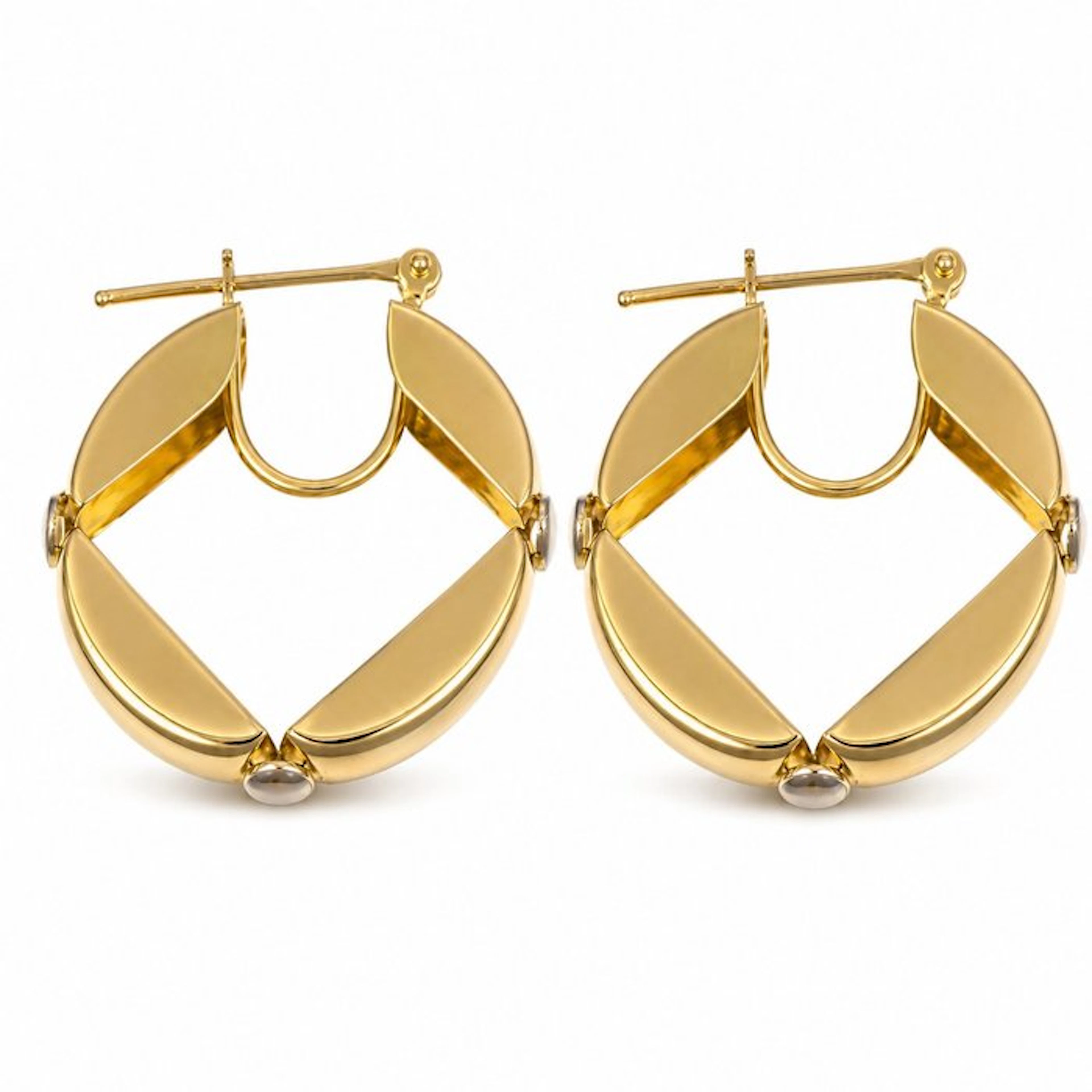 Earrings - 18 kt. Yellow gold, White gold - Made in Italy - Handmade
