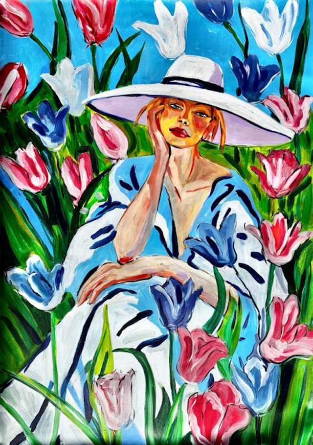 Milton - XL - Dama entre Tulipanes