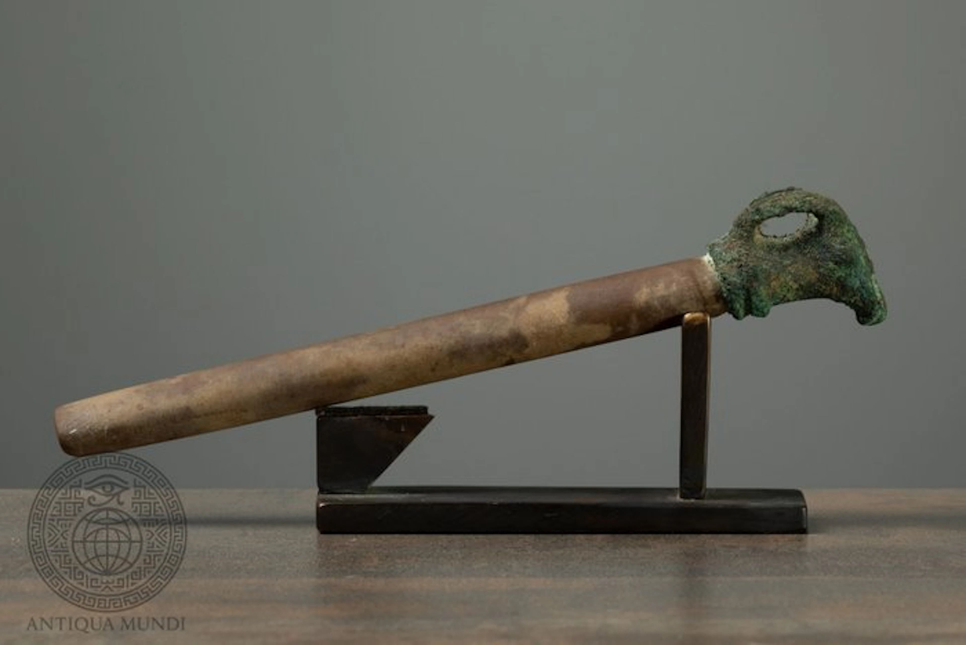 Western Asiatic Polished stone; cast bronze Whetstone...