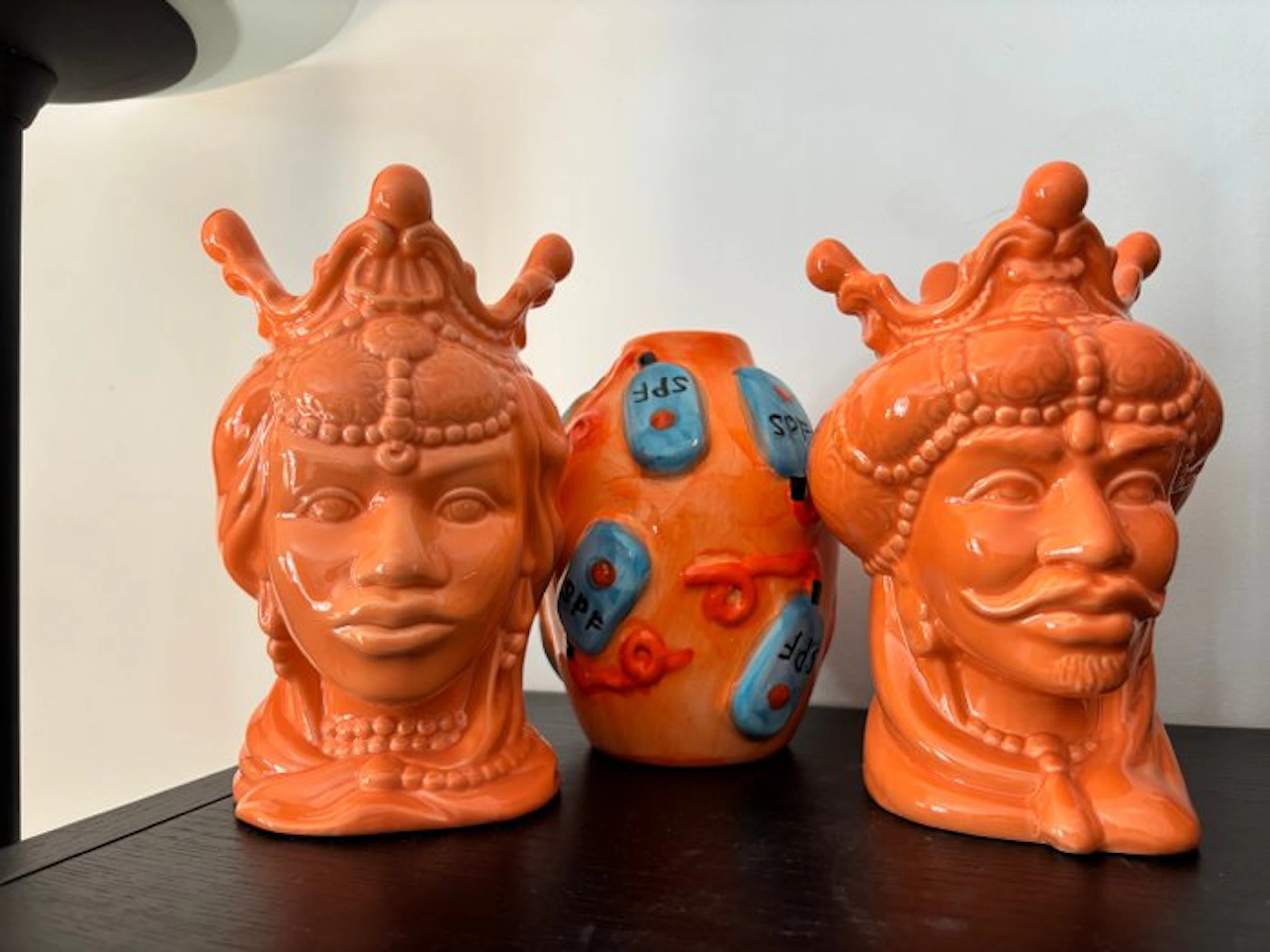 Vase - Porcelain - Pair of Moor's Head Vases