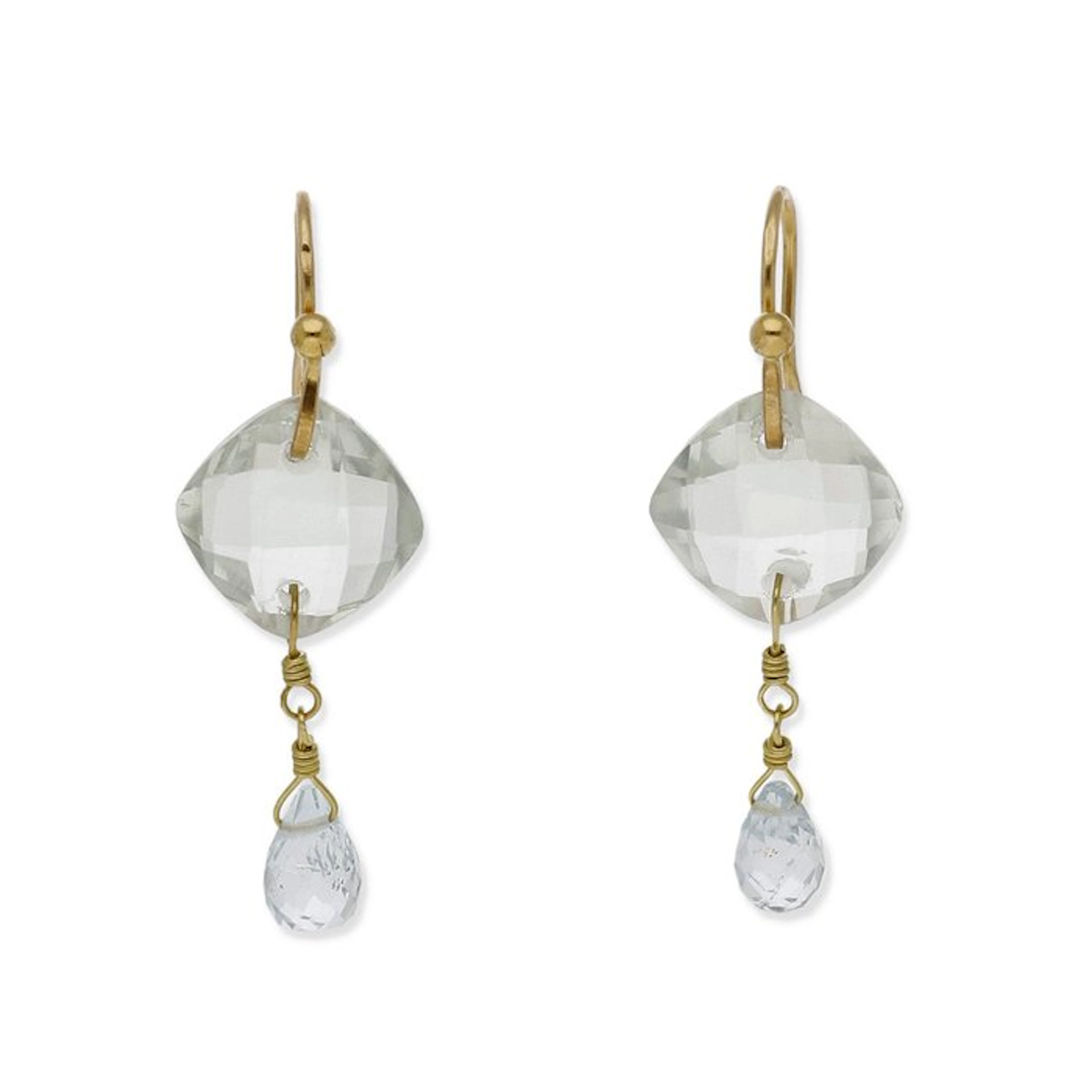 Earrings - 18 kt. Yellow gold Quartz - Quartz