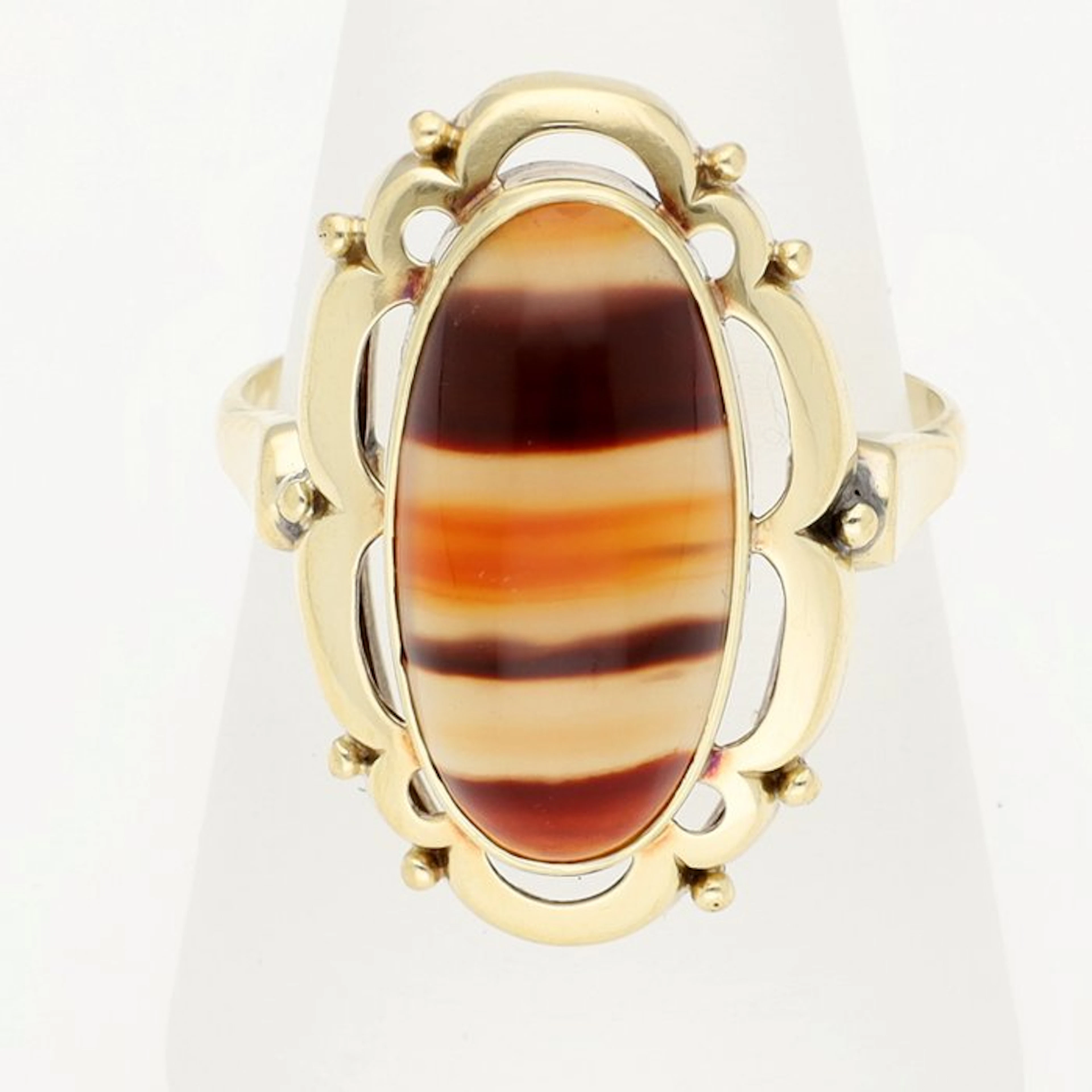 Ring - 14 kt. Yellow gold - agate