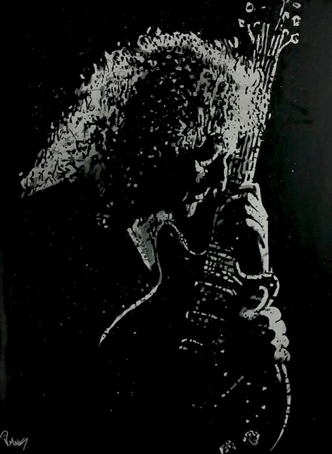 Queen - Brian May - Handpainted and signed - by artist Vincent Mink. - Portrait