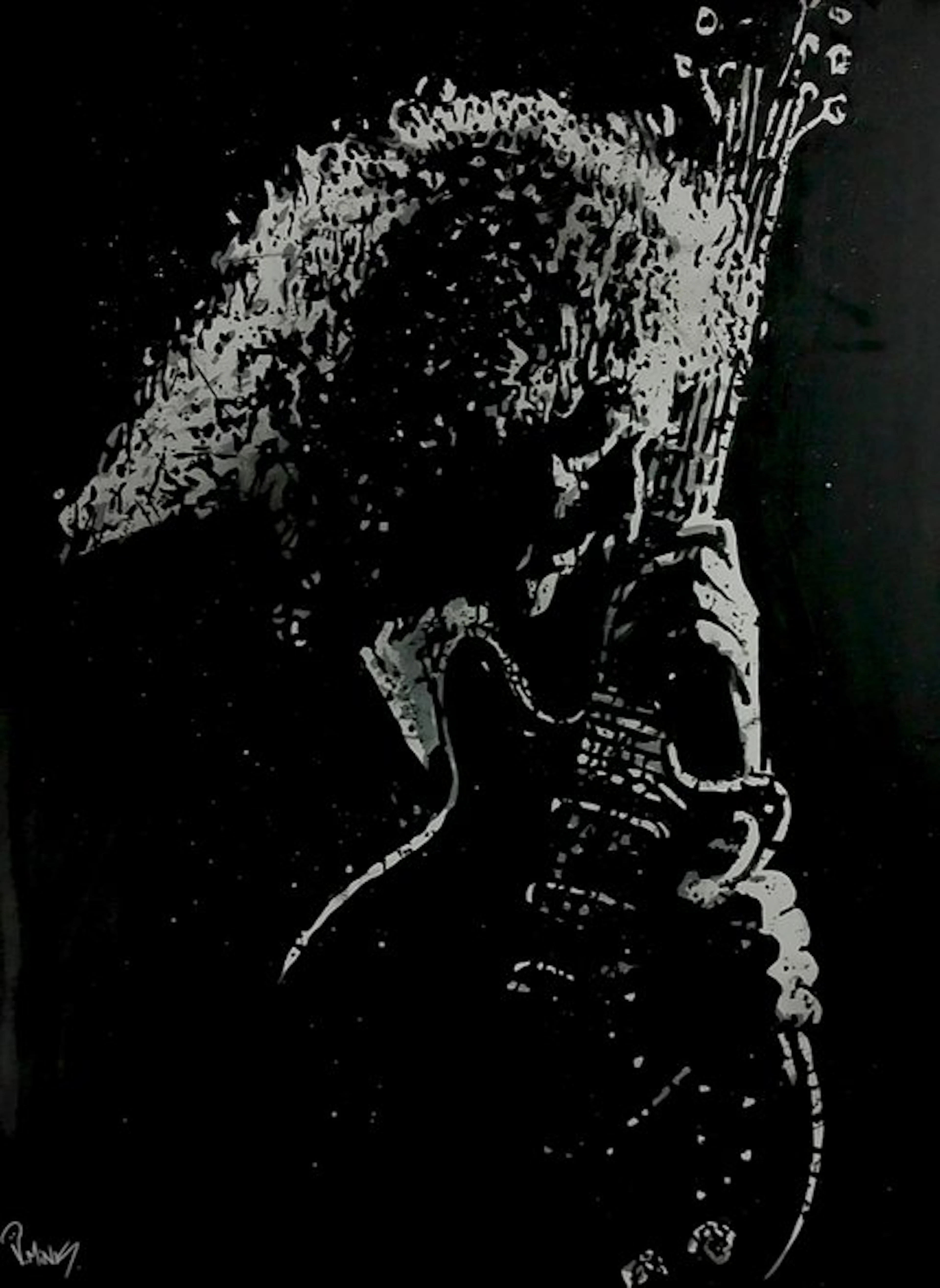 Queen - Brian May - Handpainted and signed - by artist Vincent Mink. - Portrait