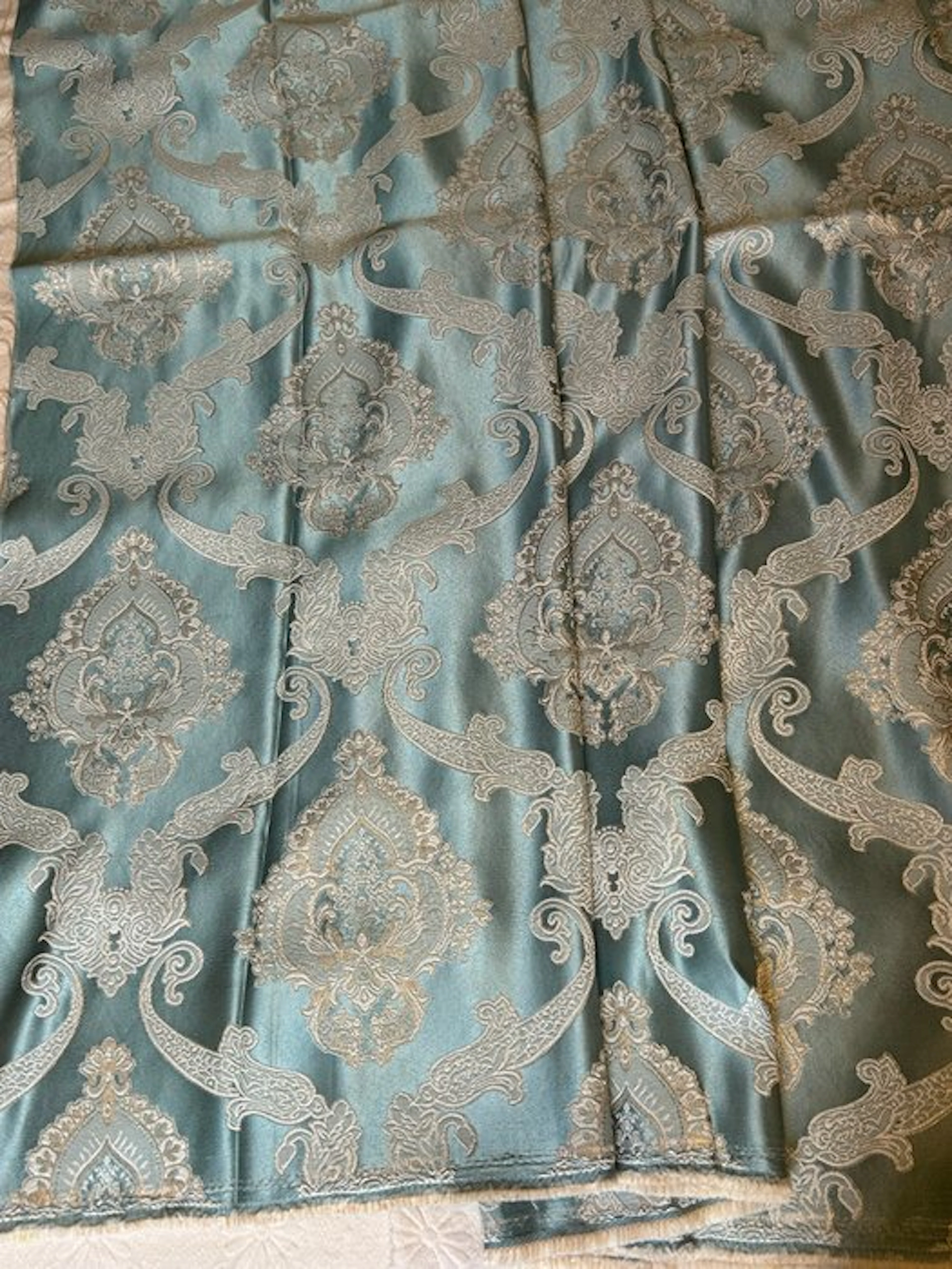 Aqua green damask fabric from San Leucio - Made in Italy...