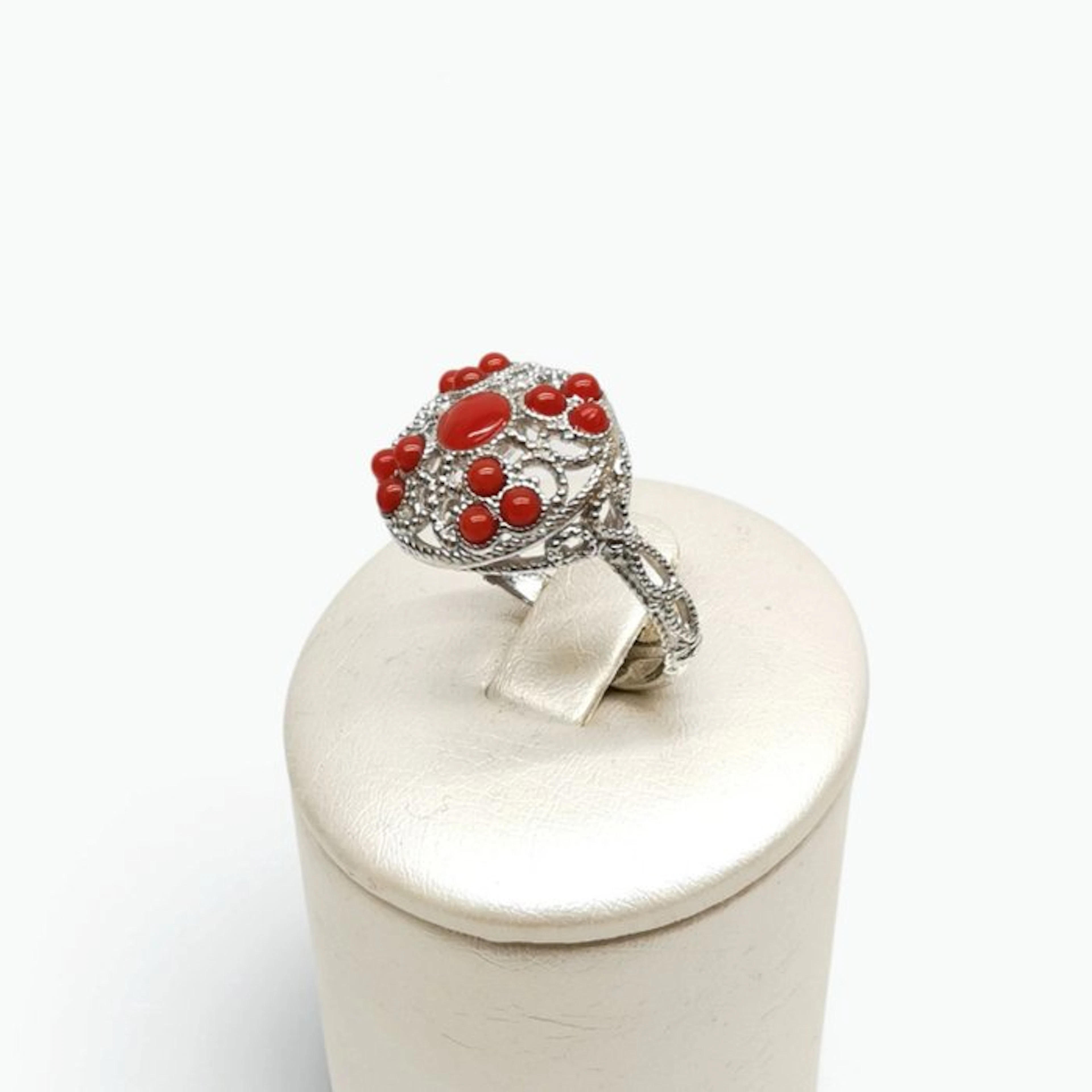 Coral - Sterling Silver 925 - Ring - Italian Craftsmanship