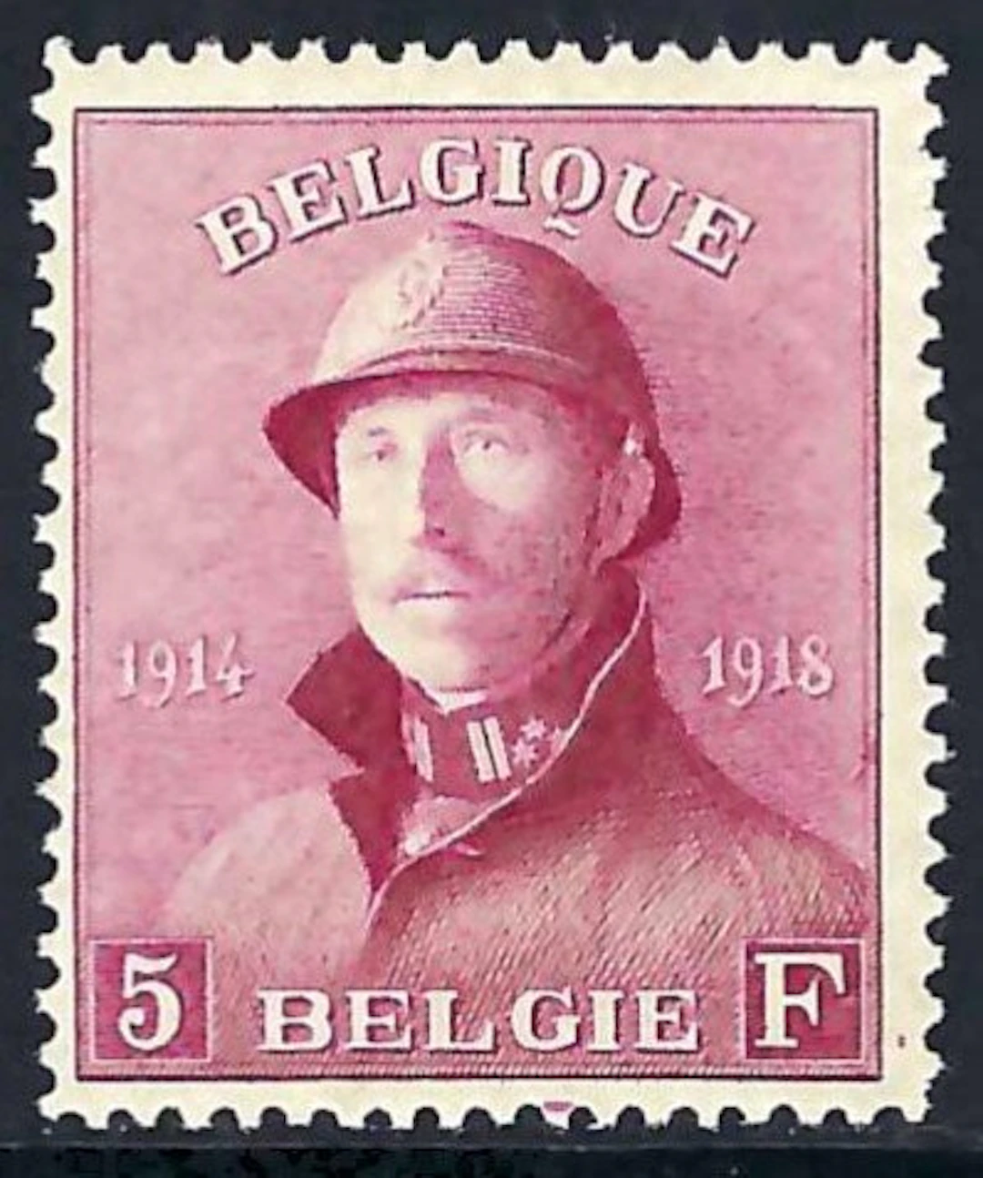 Belgium 1919 - King Albert I with Helm, 5F - OBP/COB 177