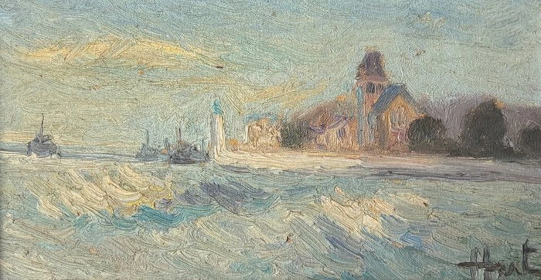 French school (XX) - Marine - La mer à Quilbeuf sur Mer - Normandie