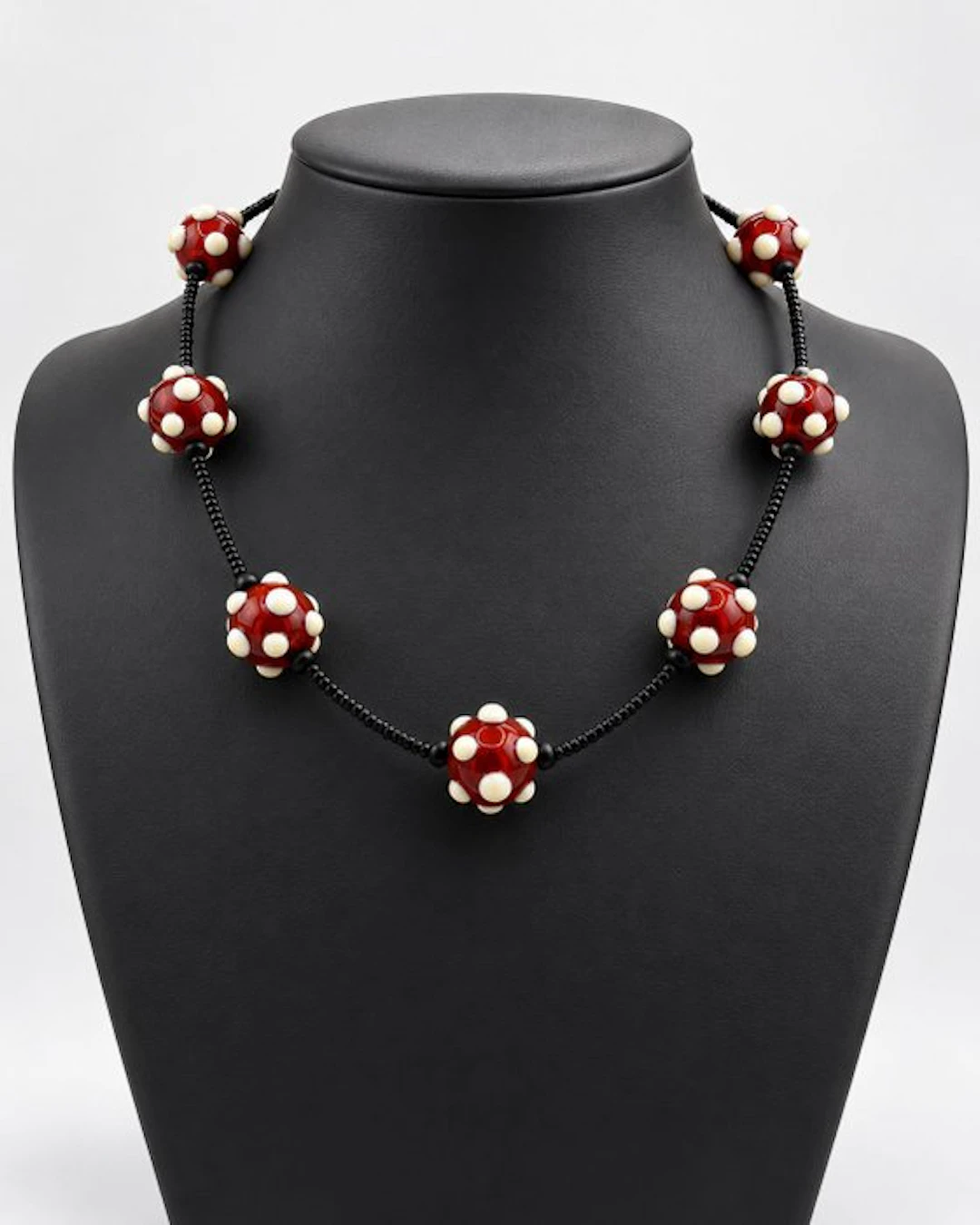 Murano glass - Necklace - brown and ivory glass
