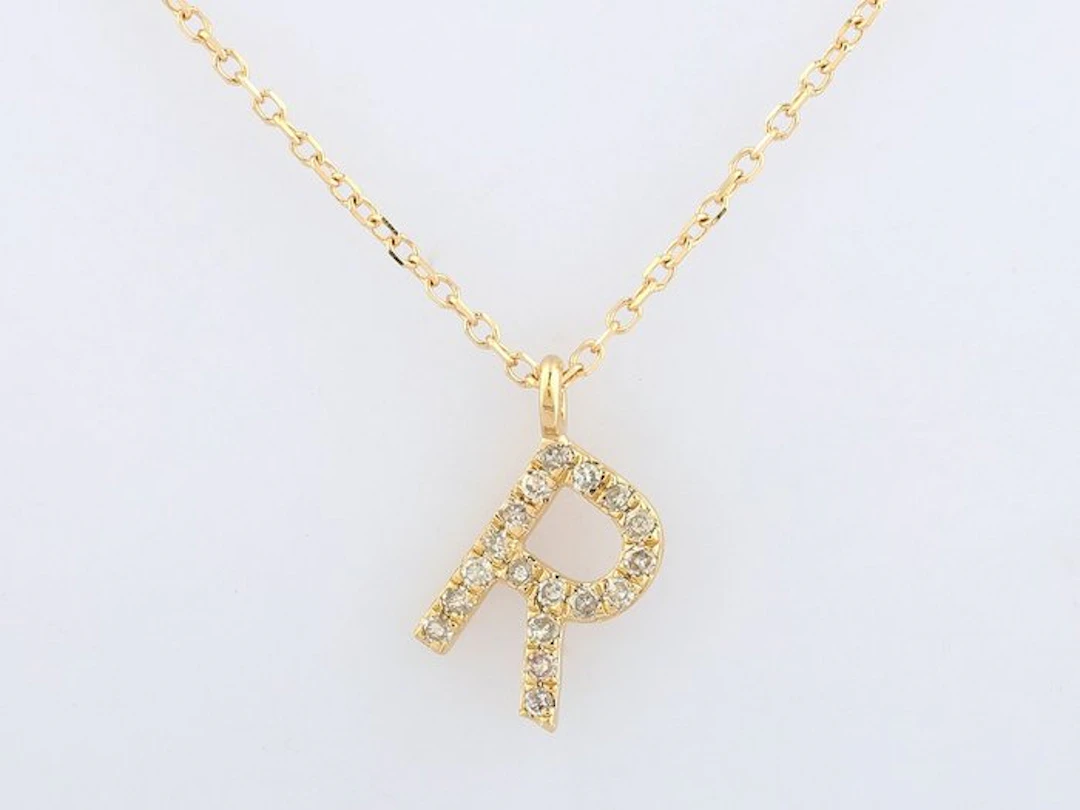 Necklace with pendant - 14 kt. Yellow gold - 0.08ct. tw. Diamond (Natural)