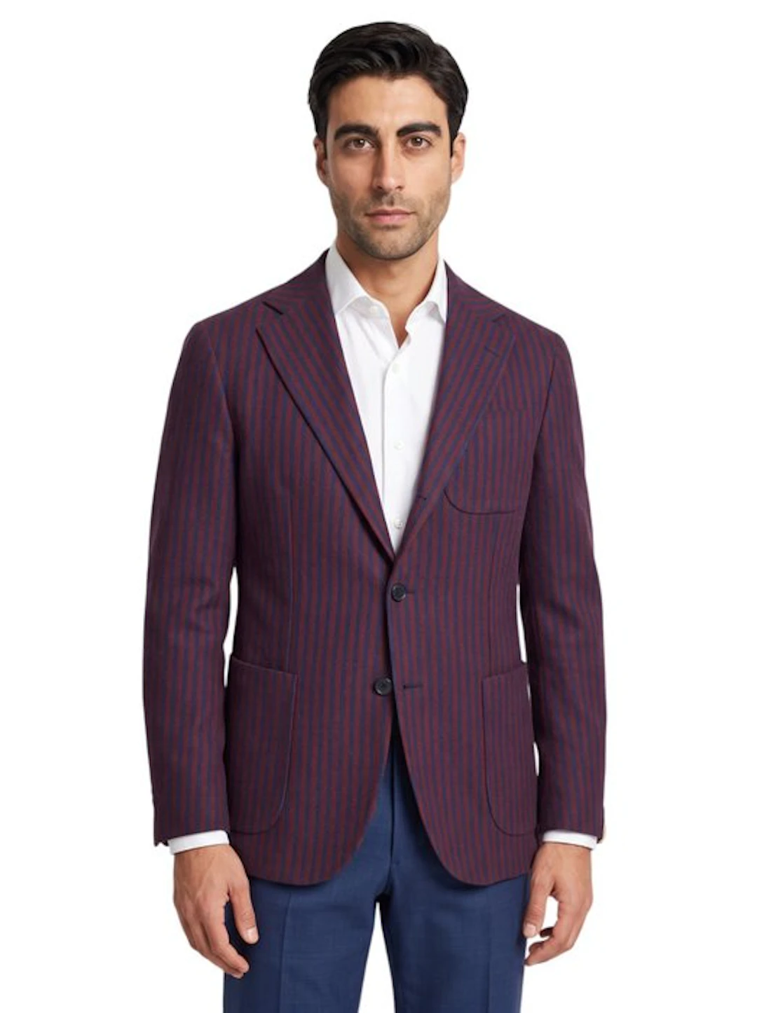 SARTITUDE NAPOLI - 48 IT - Blazer Jacket Blue Red Striped...
