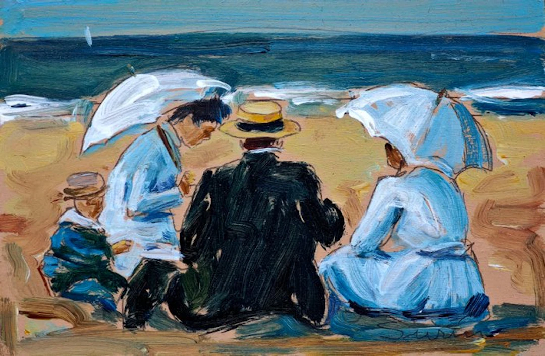 École postimpressionniste espagnole (XX) - Un après-midi à la plage