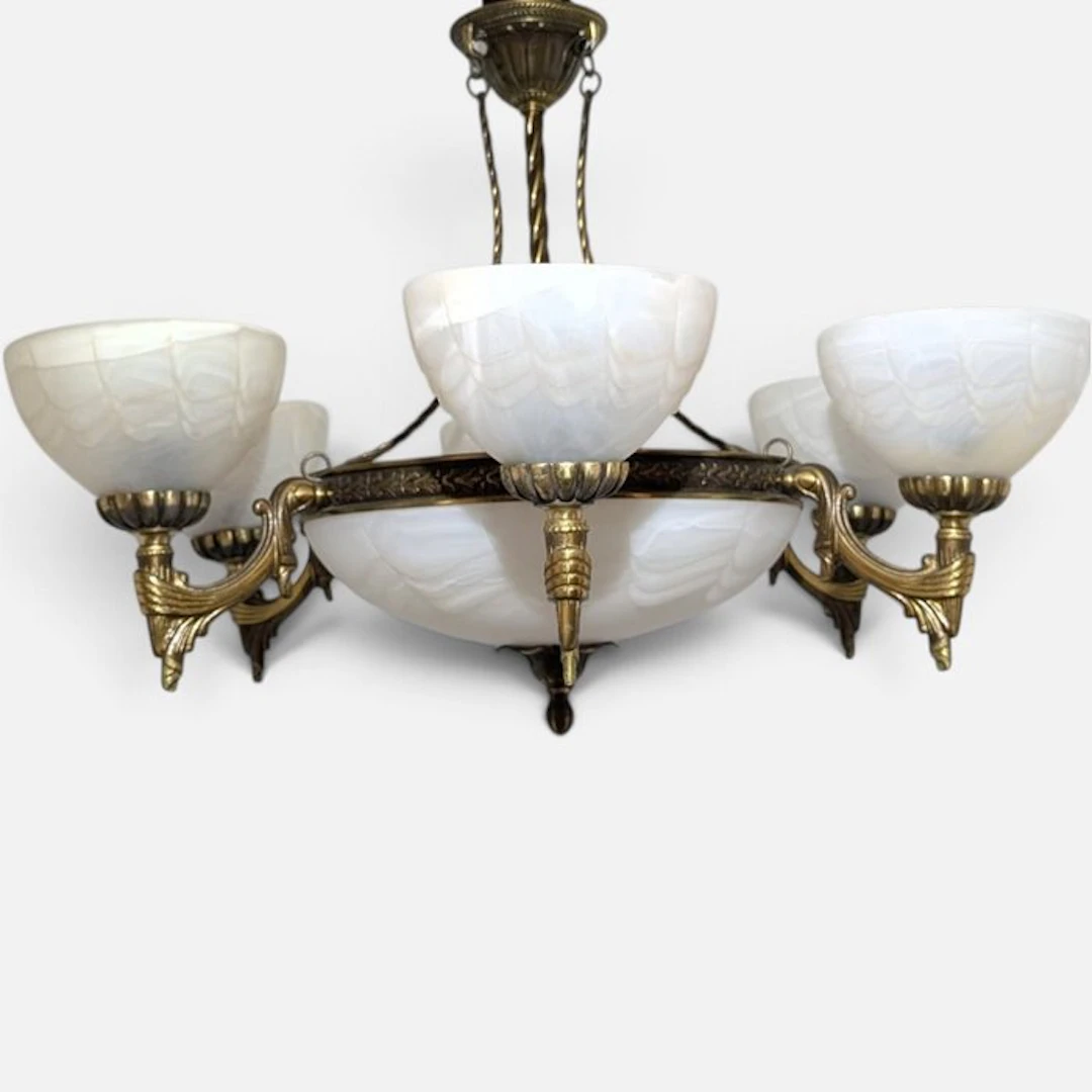 Ceiling lamp - Brass, opaline glass