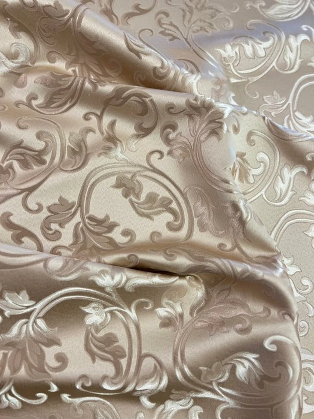 Luxurious Venetian San Leucio champagne damask fabric - Textile - 2.8 m - 2.5 m