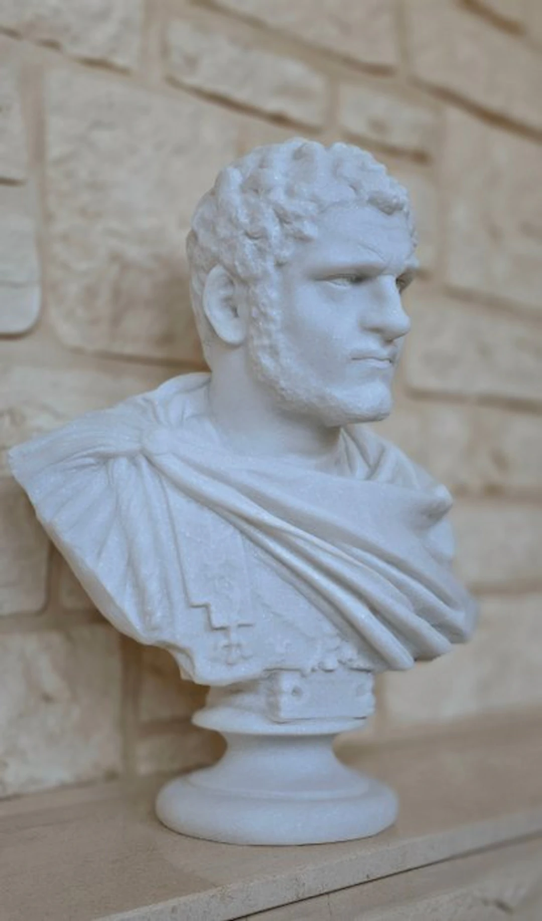 Sculpture, Bust of the Roman Emperor Caracalla - 45 cm - Crystal white marble