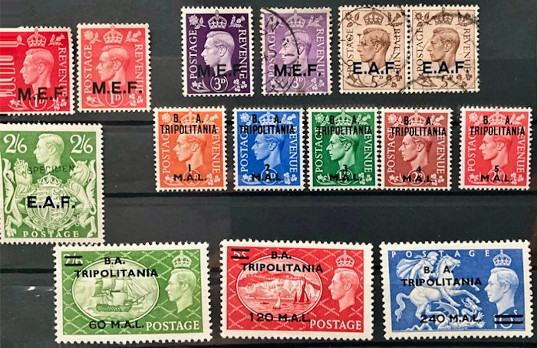 British Commonwealth 1943/1947 - British stamps with overprint E.A.F