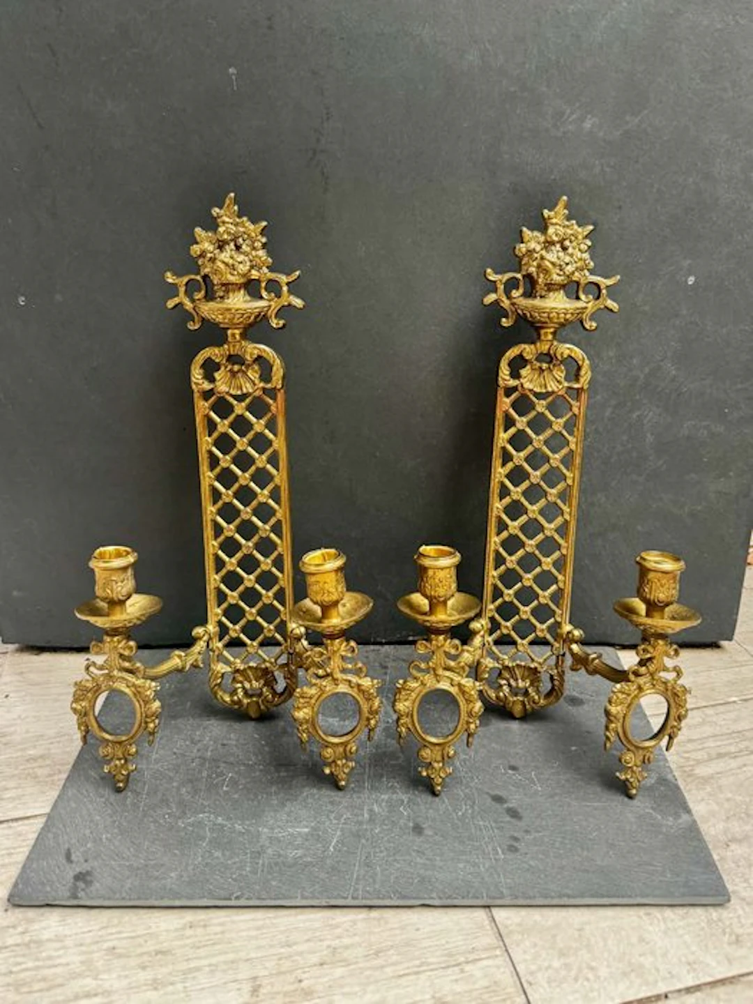 Wall sconce (2) - Brass - Style Louis XVI